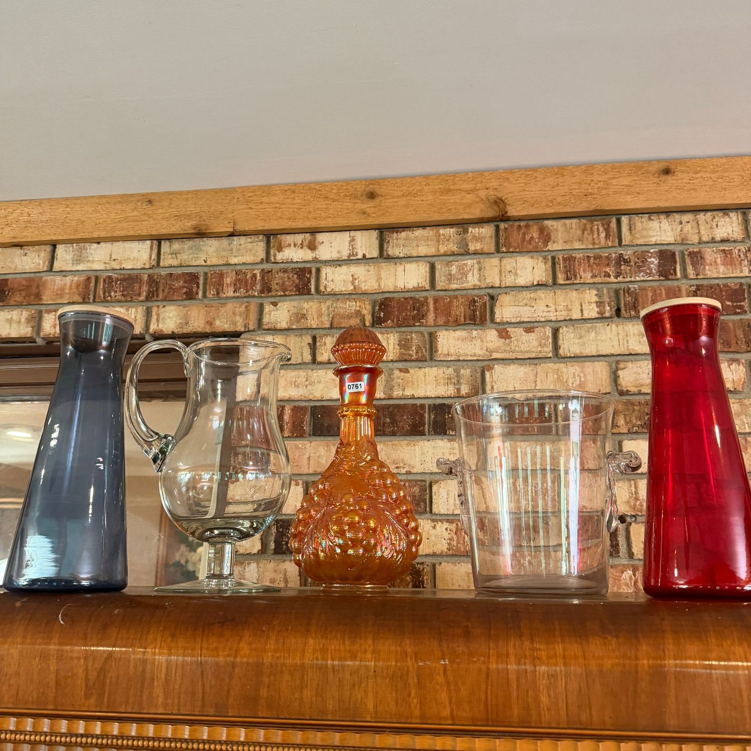 Grouping of water bottles, pitcher, decanter, and ice bucket, S0761
