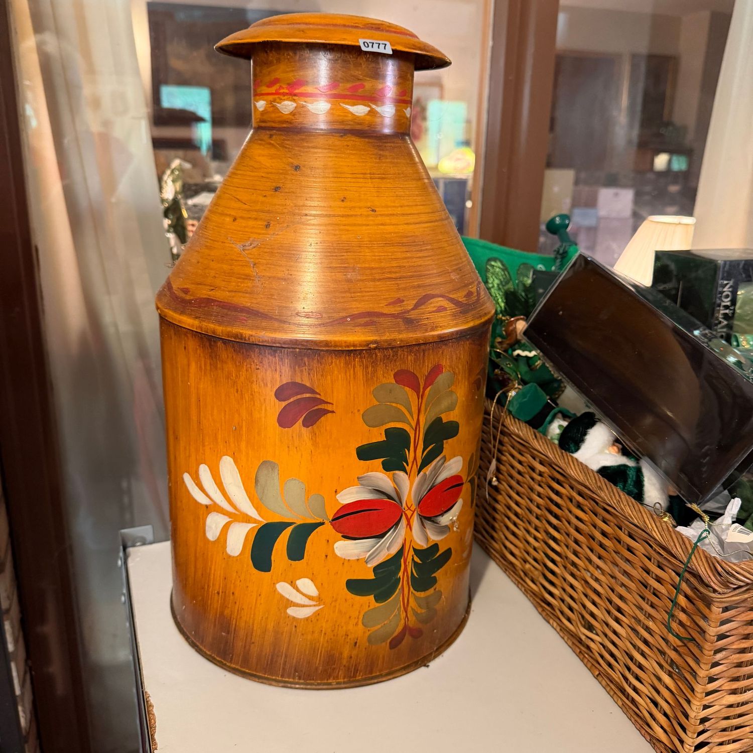 Lightweight metal decorative milk jug with Dutch design, 18 Lightweight metal decorative milk jug with Dutch design, 18"H, S0777