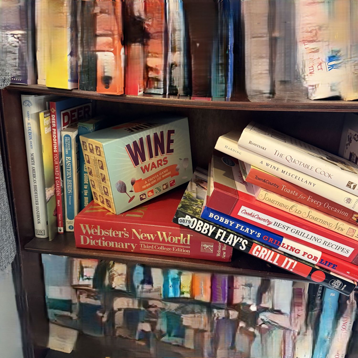 Shelf of books, mostly cooking and health, S0879 Shelf of books, mostly cooking and health, S0879
