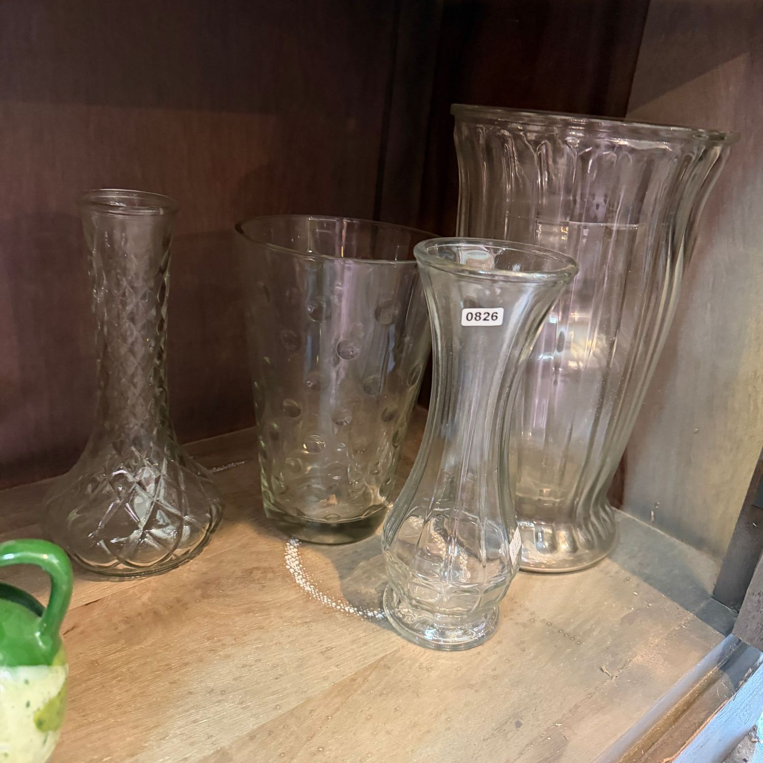 Group of clear glass vases, up to 11 Group of clear glass vases, up to 11"H, S0826