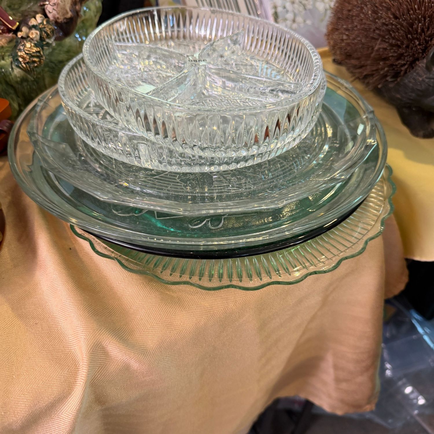 Group of crystal and pressed glass dishes and platters, up to 13", S0856