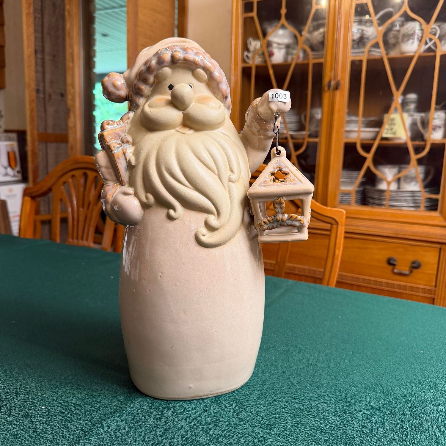 Ceramic/pottery tall Santa with lantern, 14 Ceramic/pottery tall Santa with lantern, 14", S1003