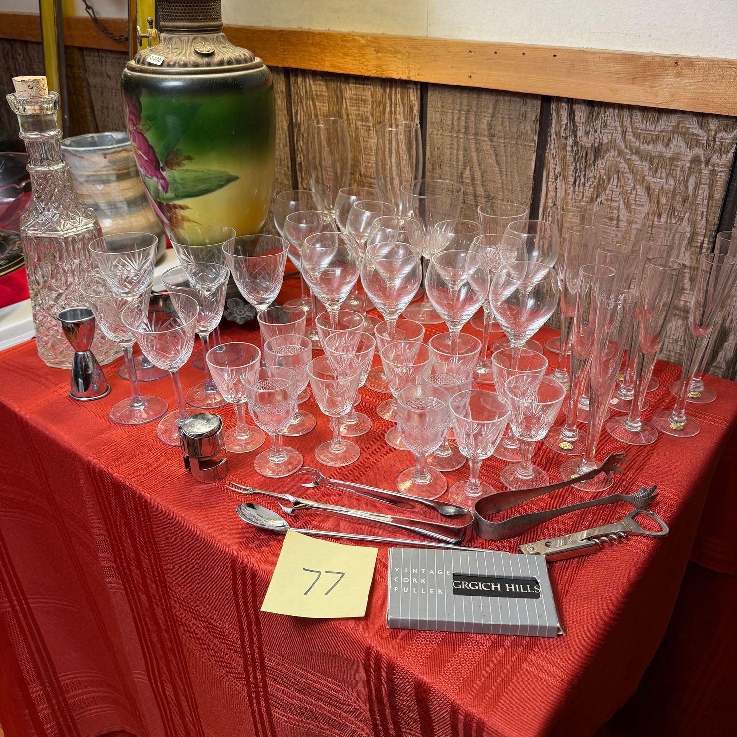 Box Lot (wrapped) 77, decanter, cordial, and cocktail stemware Box Lot (wrapped) 77, decanter, cordial, and cocktail stemware