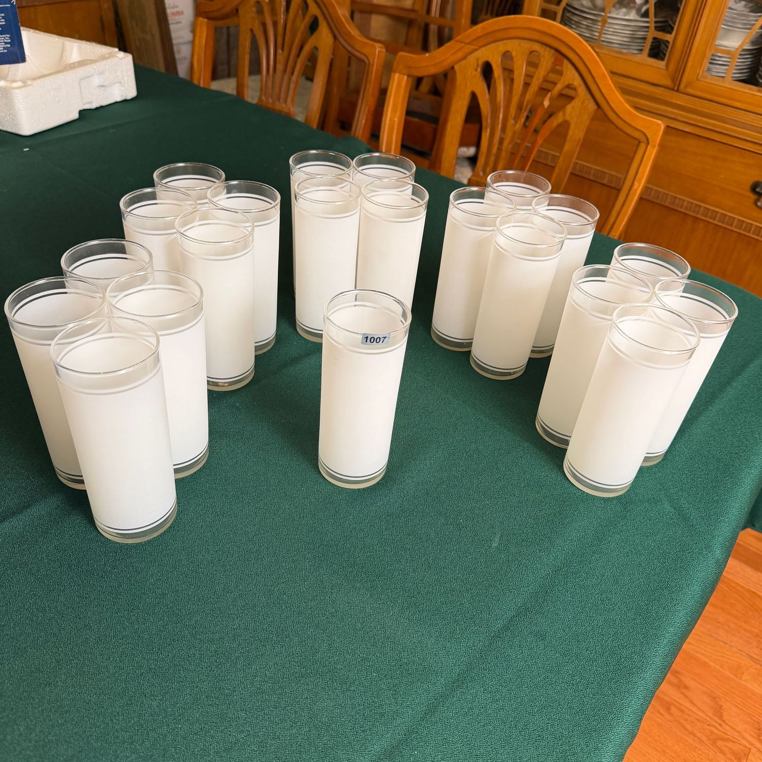 Group of white and clear Federal Glass cups, nice condition, S1007