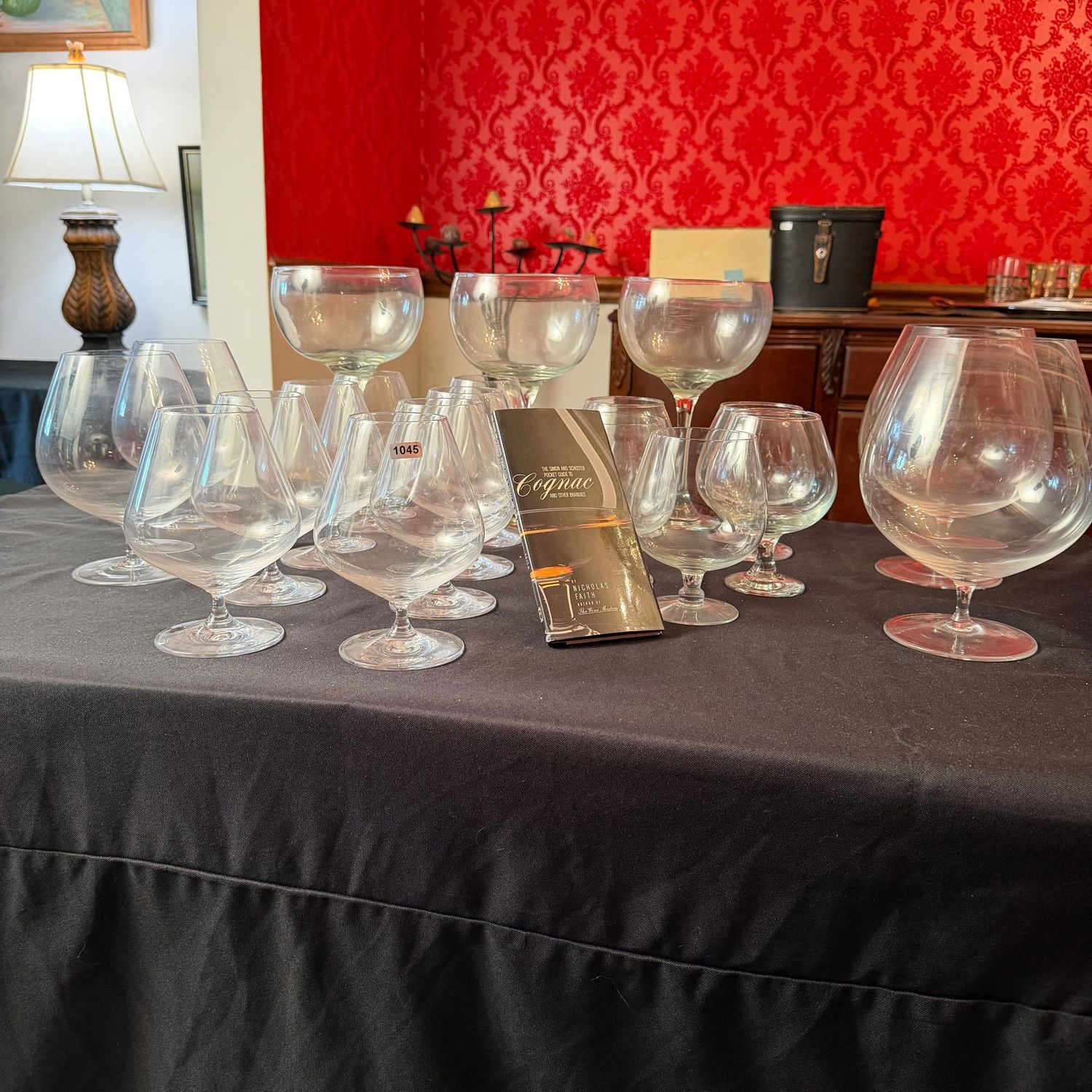 Beautiful grouping of brandy snifters, 6-8", plus three 10" margarita glasses, S1045