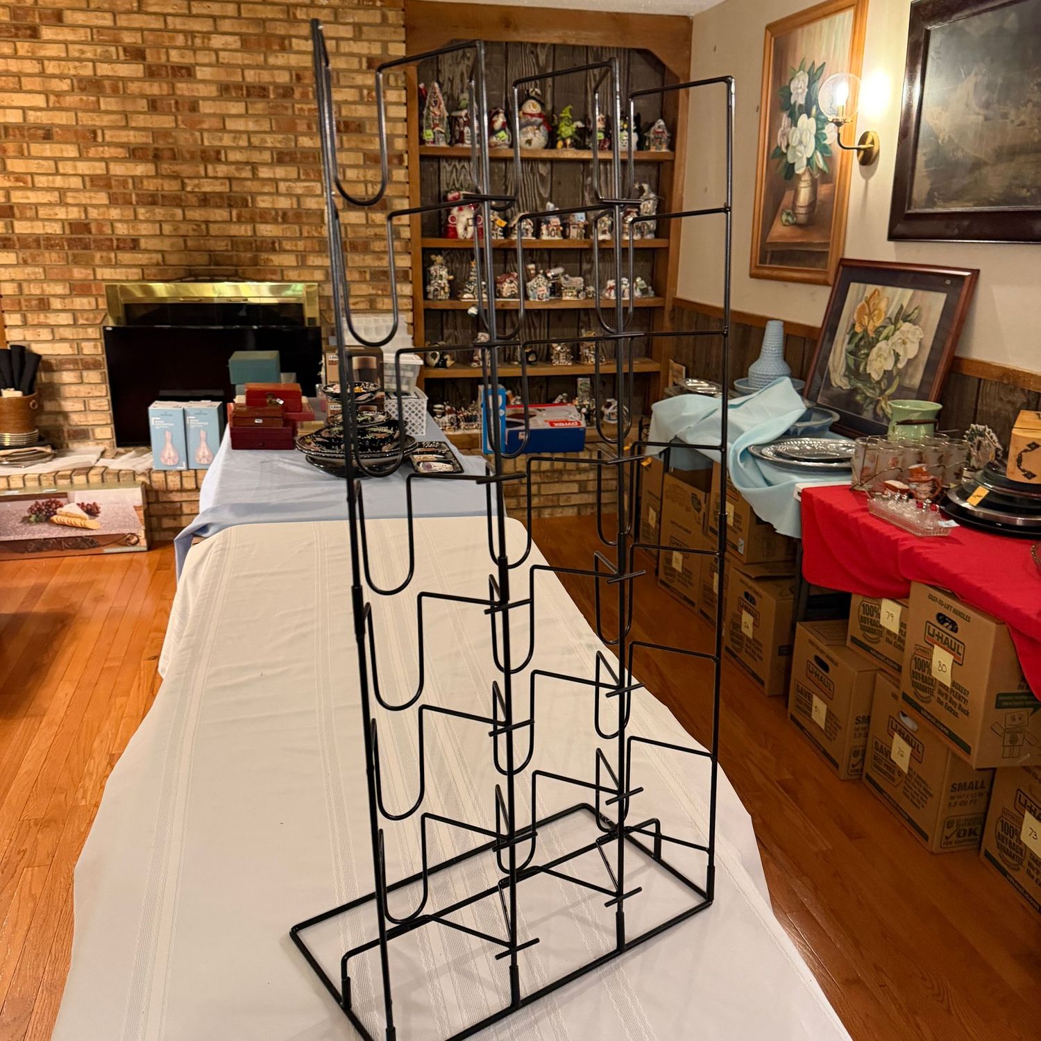 Double-decker black wire CD organizer stand, 34 Double-decker black wire CD organizer stand, 34"H x 16"D