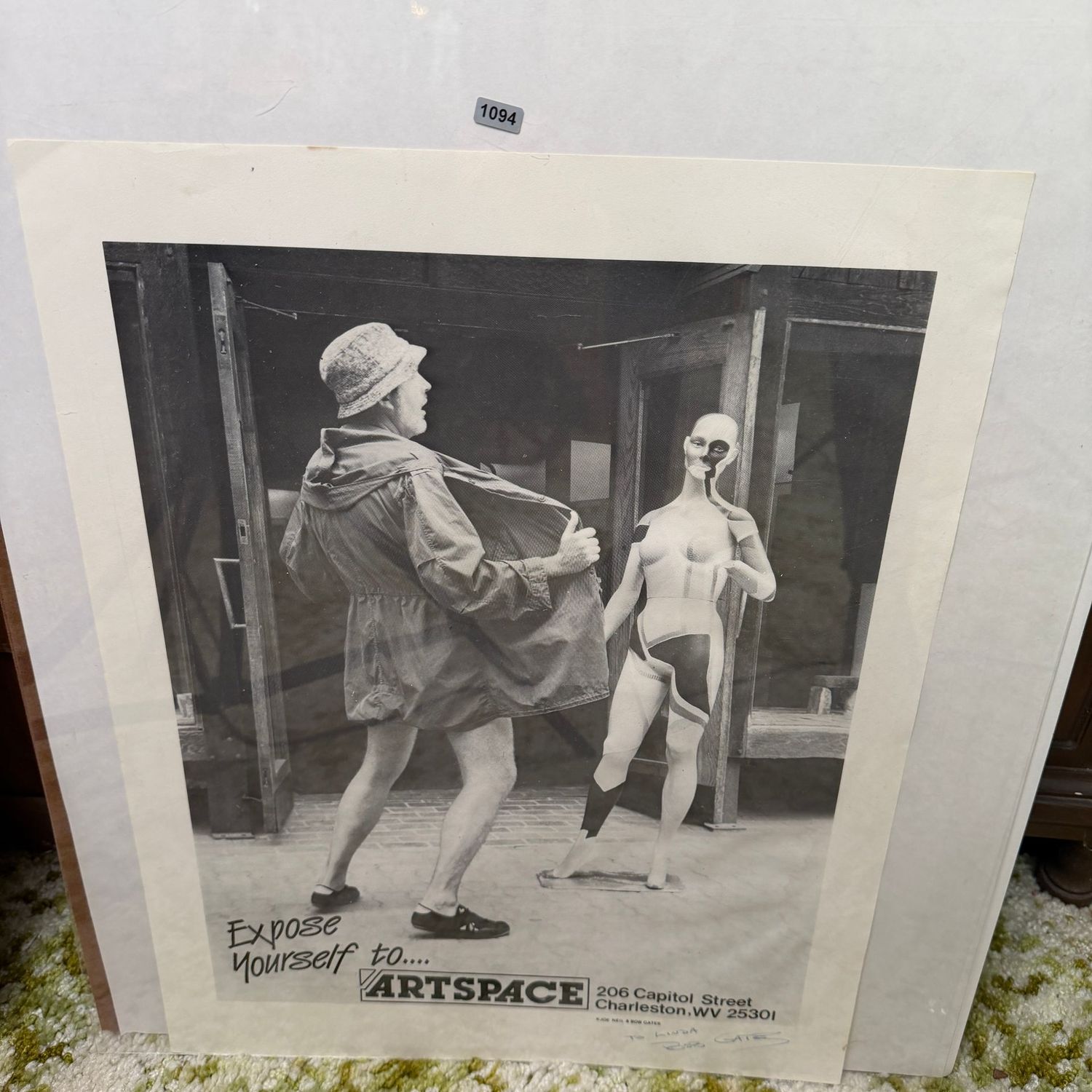 Signed Expose Yourself to Artspace poster by Bob Gates, 22 Signed Expose Yourself to Artspace poster by Bob Gates, 22" x 17", S1094