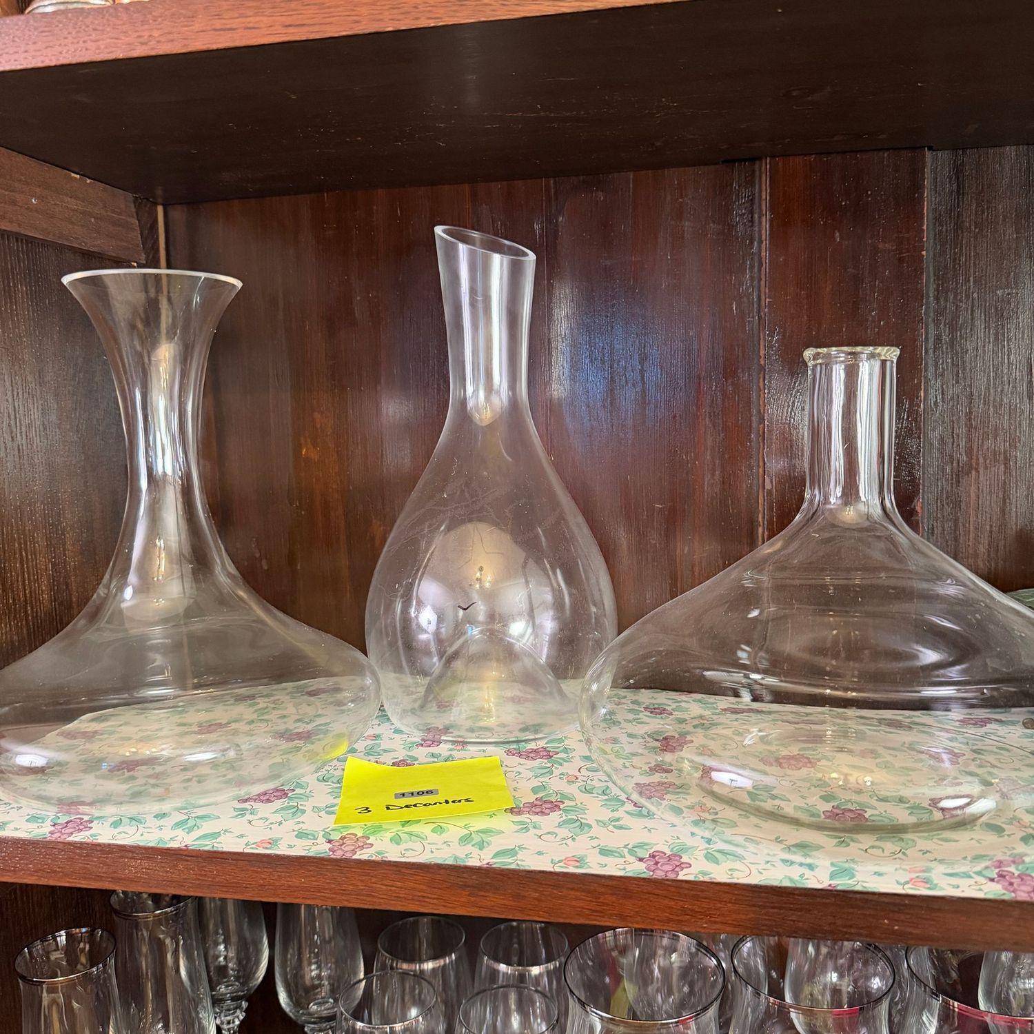 Group of 3 decanters, the widest is 10 Group of 3 decanters, the widest is 10", S1106