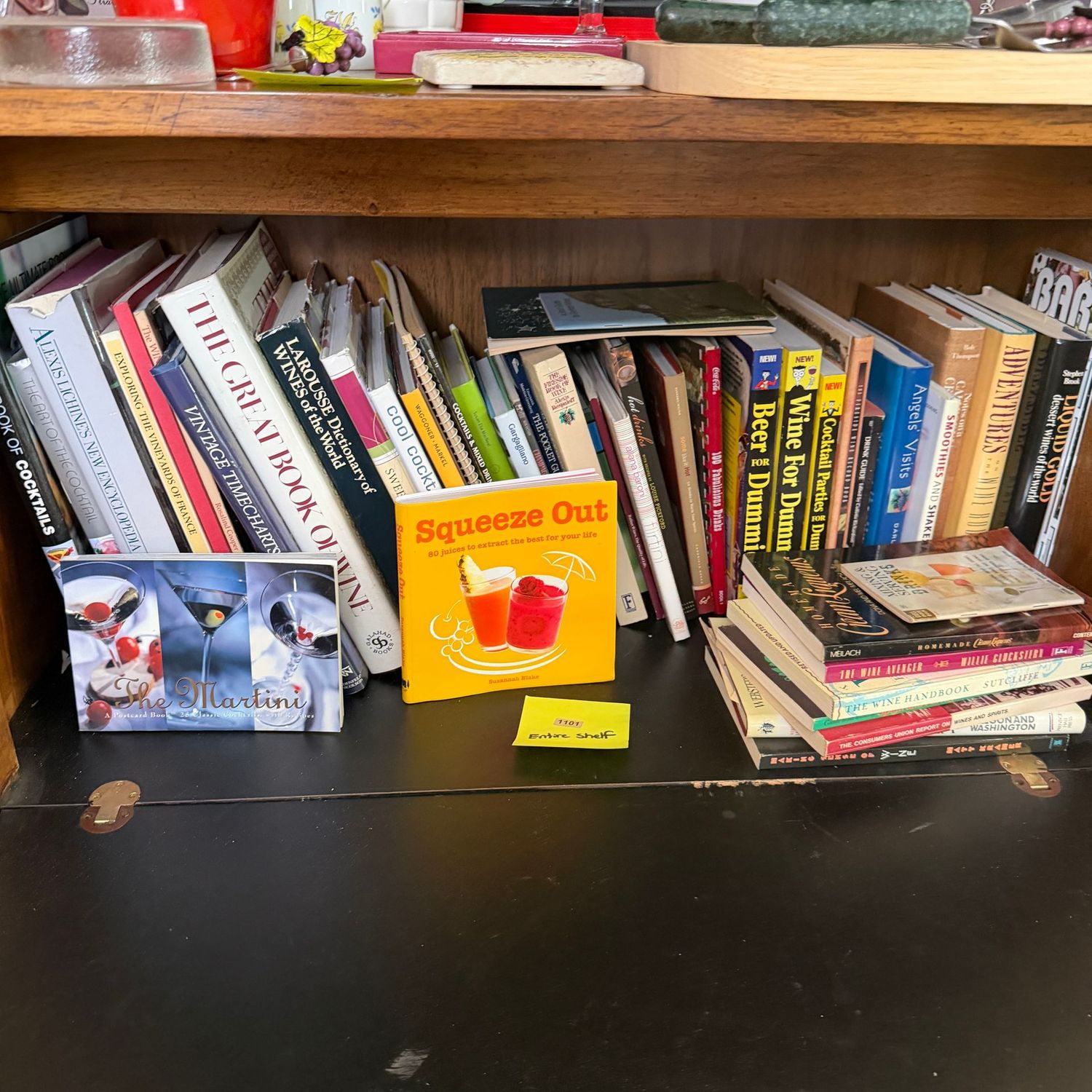 Entire shelf of barware books, S1101 Entire shelf of barware books, S1101
