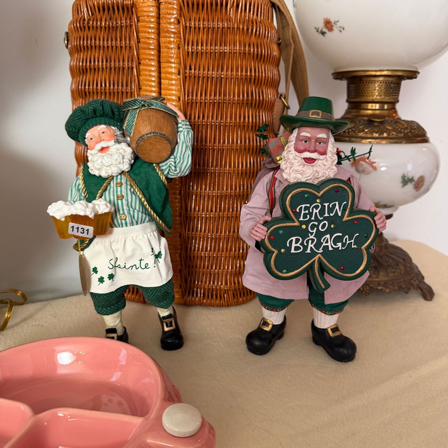 Pair of Clothtique St. Patrick's Santas, 10 Pair of Clothtique St. Patrick's Santas, 10"H, S1131