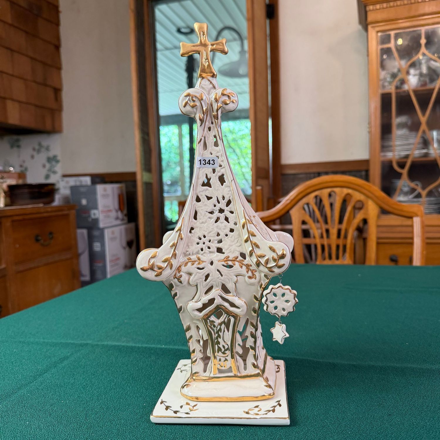 Blue Sky S1343 large gold and white chapel, 14 Blue Sky S1343 large gold and white chapel, 14"H