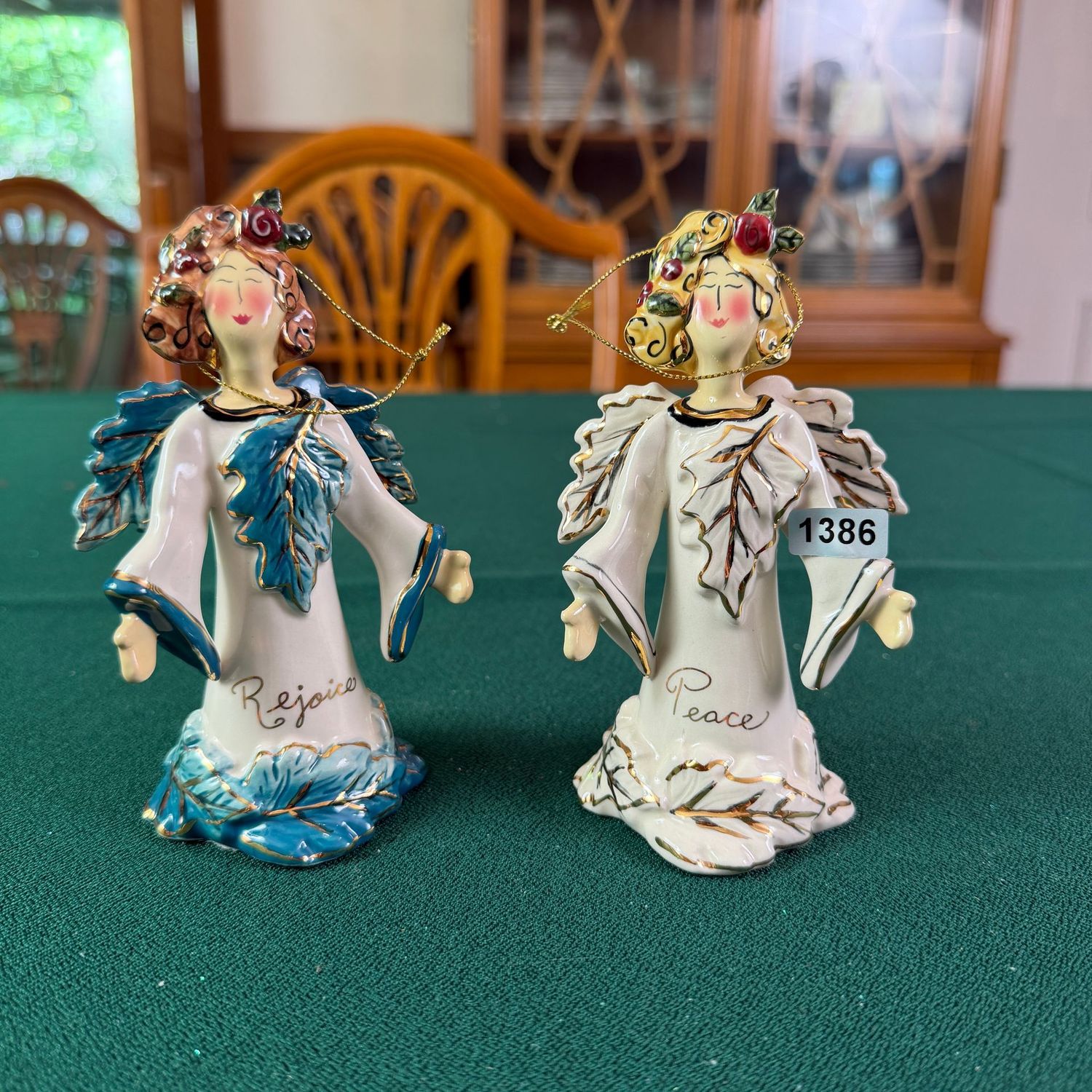 Blue Sky S1386 peace and rejoice angel ornaments, 5 Blue Sky S1386 peace and rejoice angel ornaments, 5"H