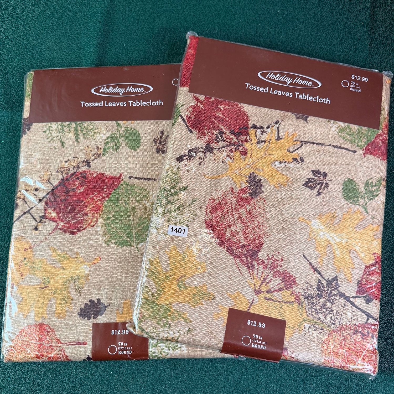 Pair of Tossed Leaves 70 Pair of Tossed Leaves 70" round polyester tablecloths, S1401