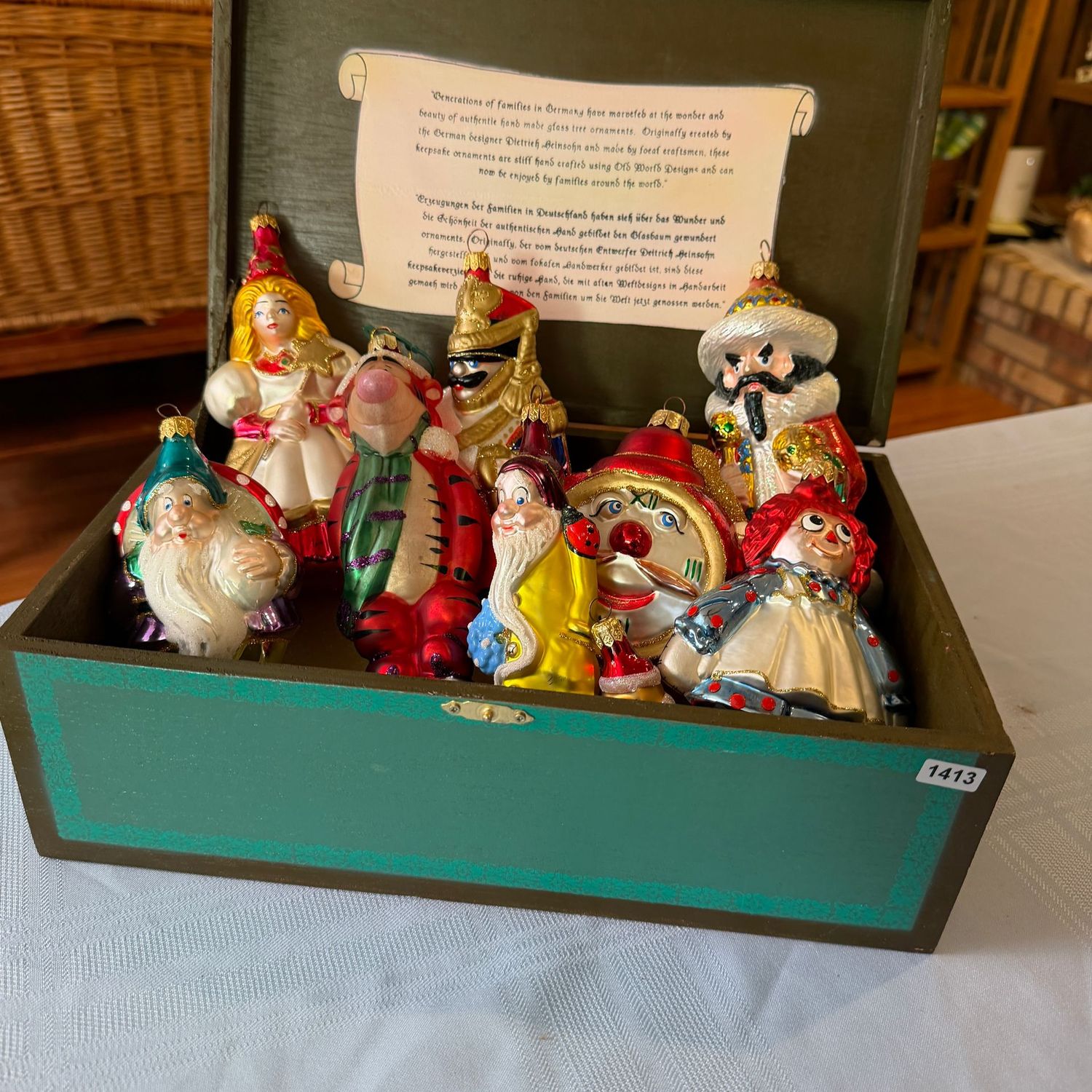 Box of glass character ornaments, many are Kurt Adler, Polonaise, 3-6 Box of glass character ornaments, many are Kurt Adler, Polonaise, 3-6", S1413