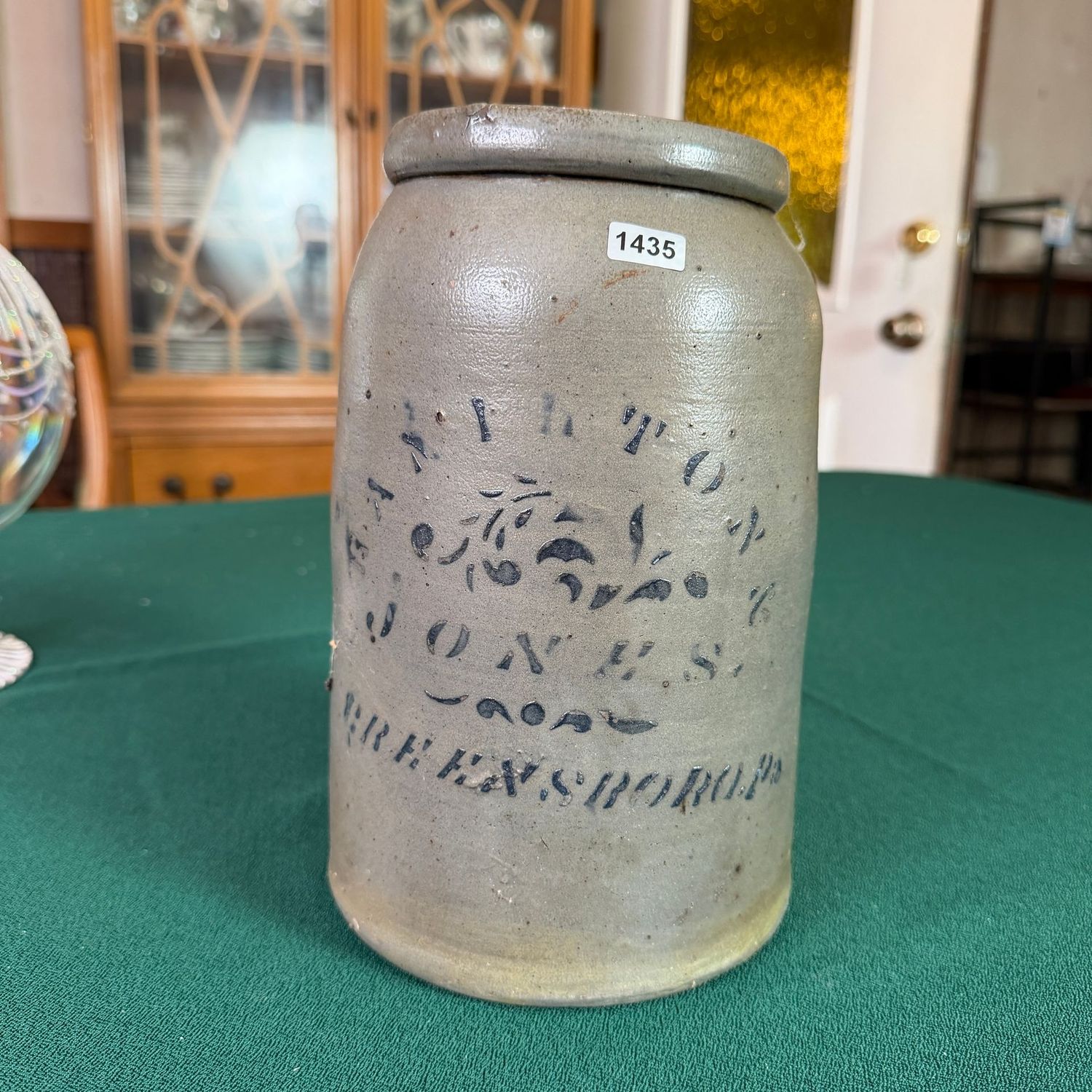 Hamilton Jones Greensboro salt-glaze crock, 9 Hamilton Jones Greensboro salt-glaze crock, 9"H, S1435