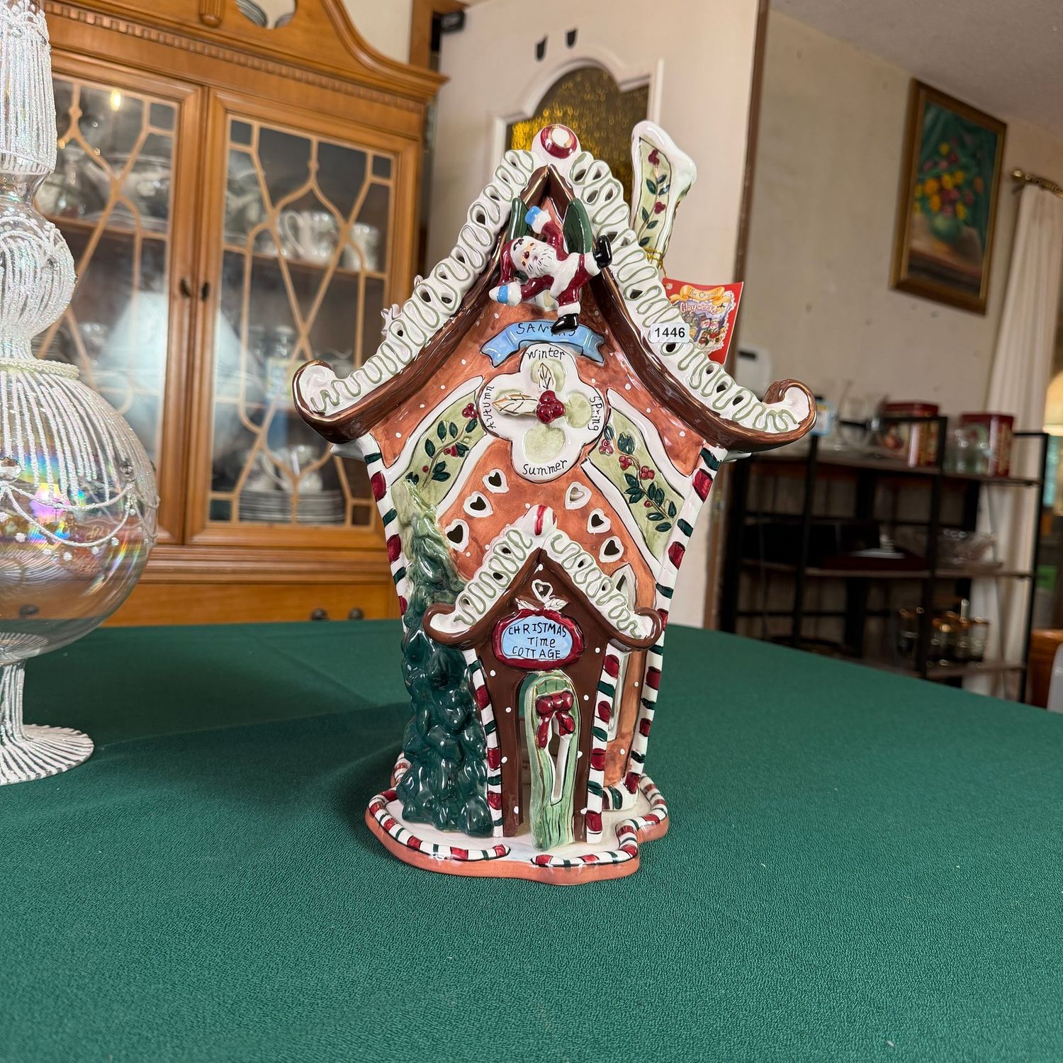 Large Blue Sky Santa's Christmas Time Cottage, 15 Large Blue Sky Santa's Christmas Time Cottage, 15"H, S1446
