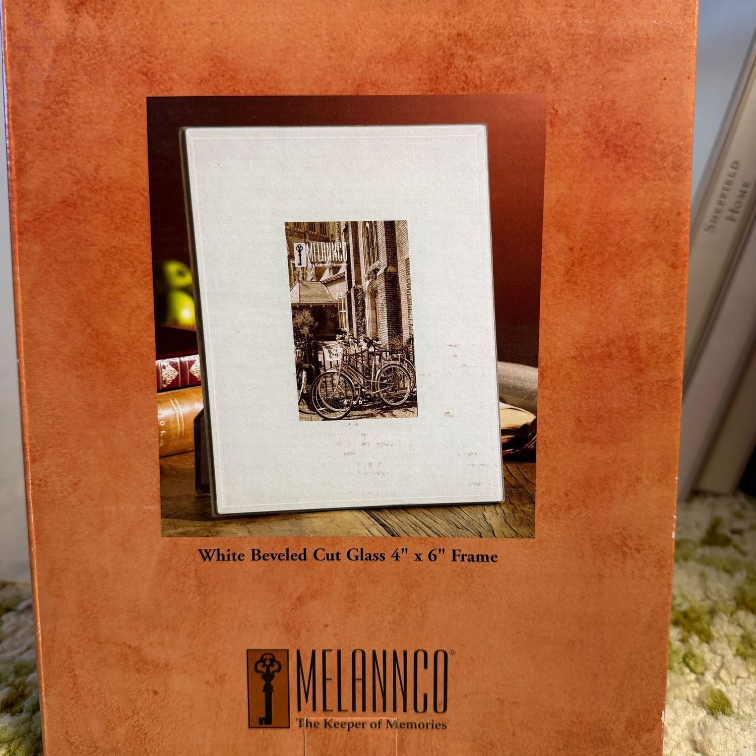 Melannco white beveled glass frame, holds 4x6, S1496 Melannco white beveled glass frame, holds 4x6, S1496