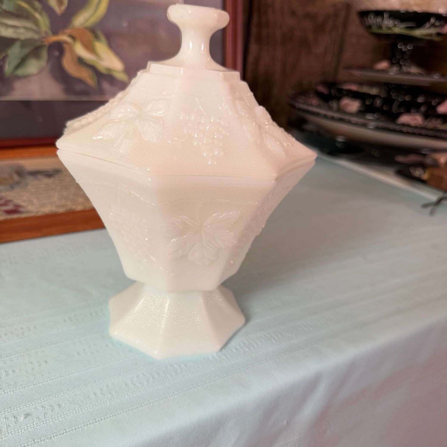 Paneled fruit milk glass compote, 8 Paneled fruit milk glass compote, 8", S1548