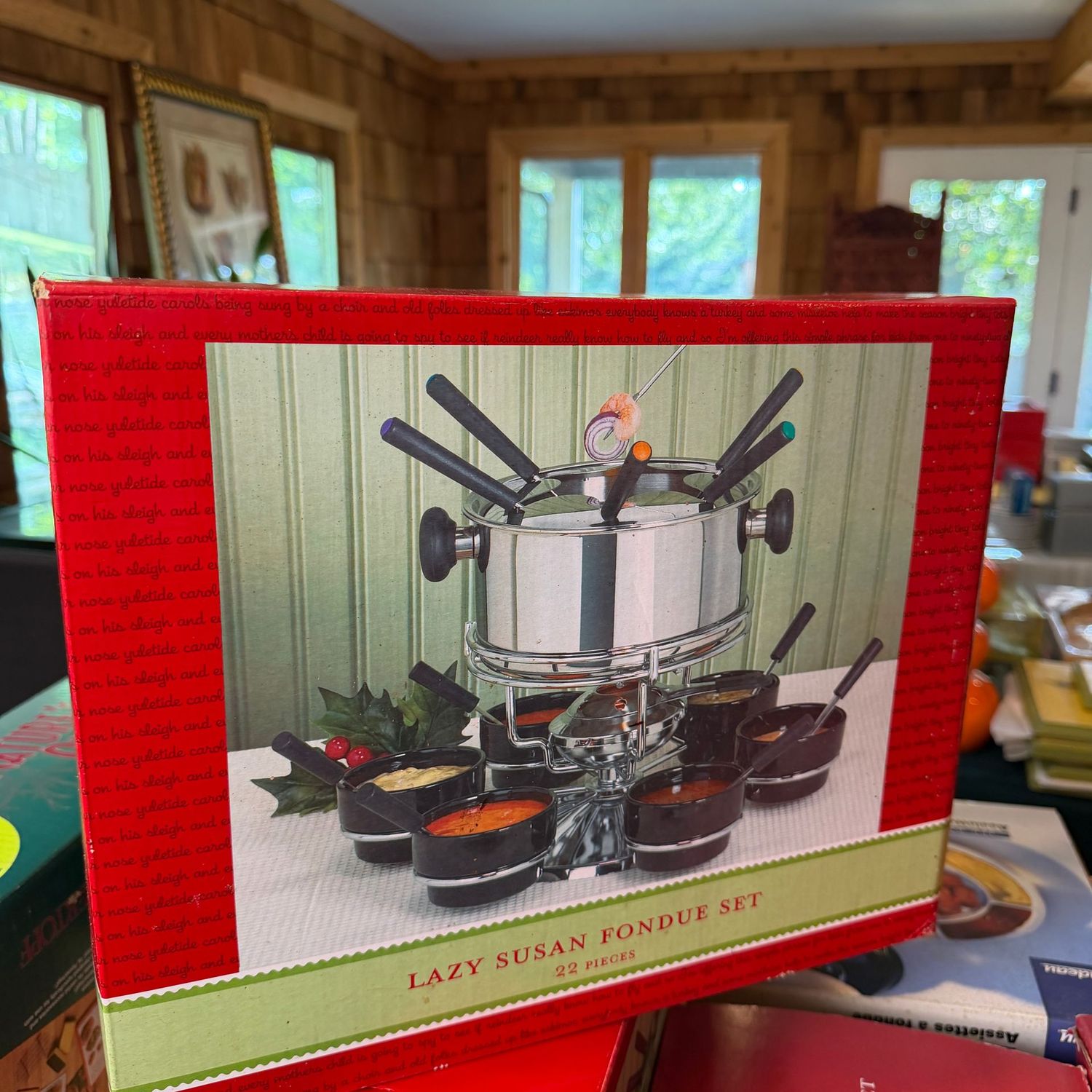 Lazy Susan Fondue Set in box, S1586