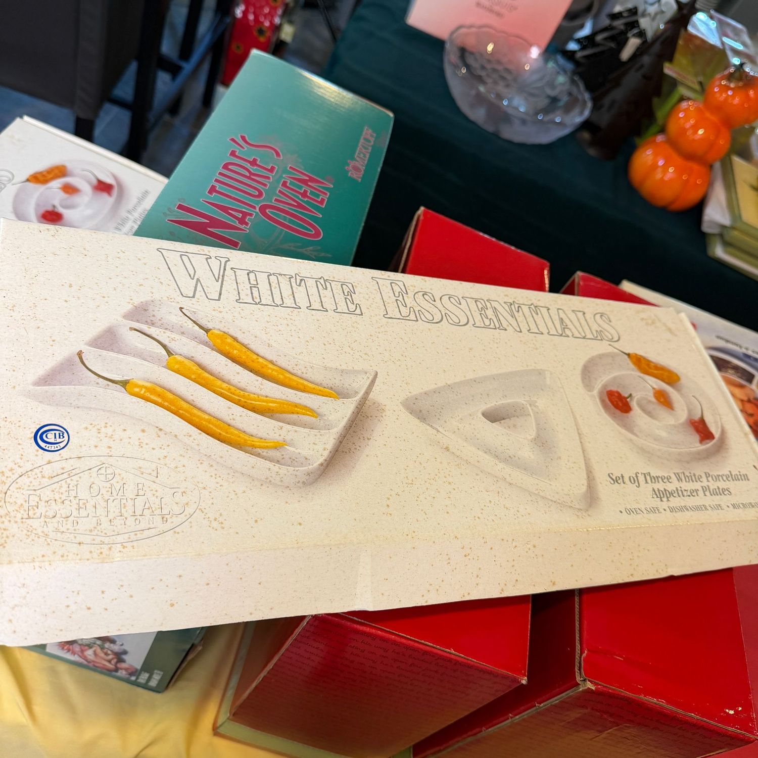 White Essentials set of three white porcelain appetizer plates, oven & dishwasher safe, (Box has a few spots on exterior from storage) S1581 White Essentials set of three white porcelain appetizer plates, oven & dishwasher safe, (Box has a few spots on exterior from storage) S1581