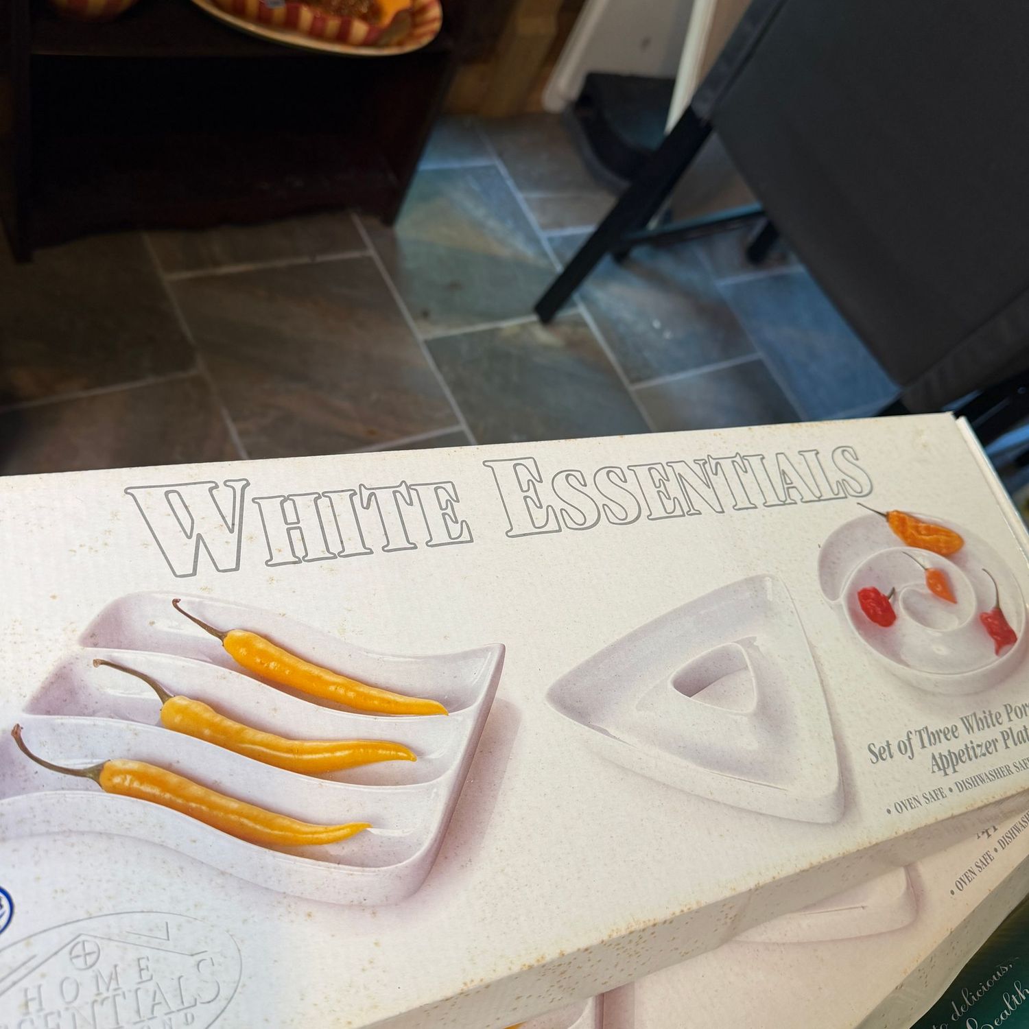 White Essentials set of three white porcelain appetizer plates, oven & dishwasher safe, (Box has a few spots on exterior from storage) S1582 White Essentials set of three white porcelain appetizer plates, oven & dishwasher safe, (Box has a few spots on exterior from storage) S1582