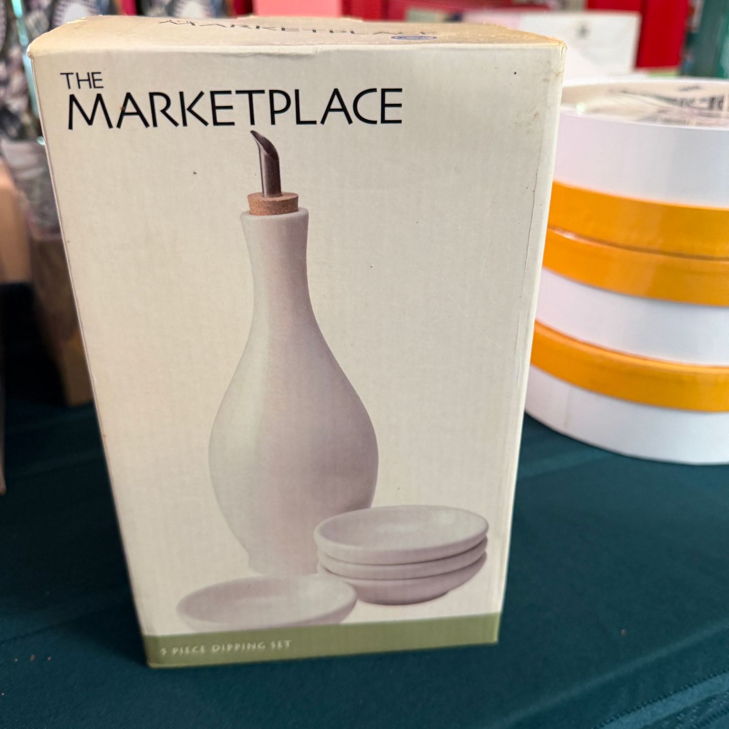 The Marketplace oil bottle and dipping bowls, S1611