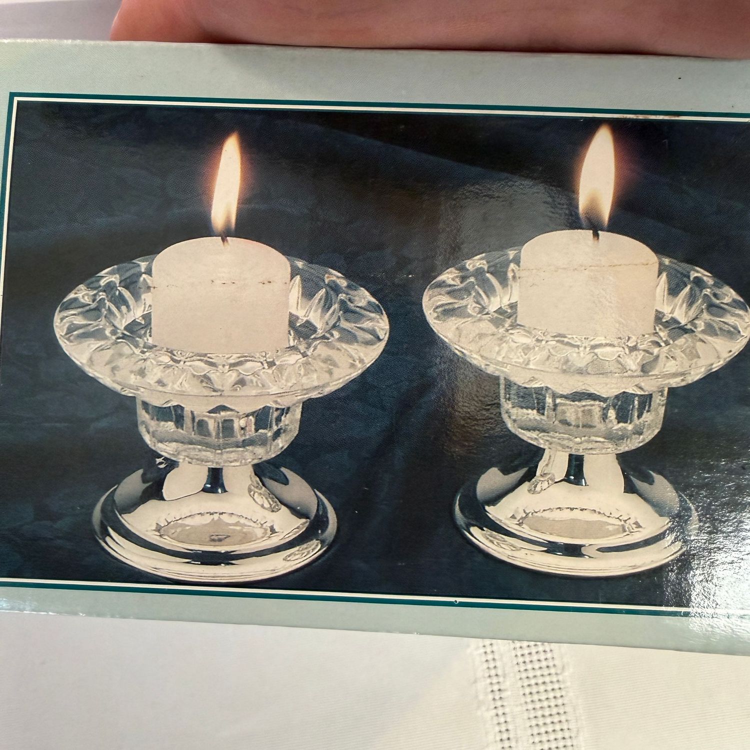 Pair of Royal Crest Crystalite and silver-plated candle holdes, S1628 Pair of Royal Crest Crystalite and silver-plated candle holdes, S1628