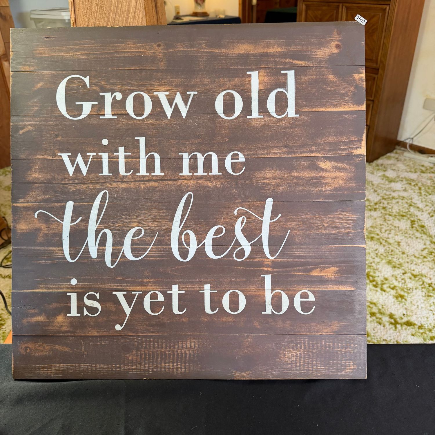 Large wooden wall plaque, Grow Old With Me, 24" x 24", S1682