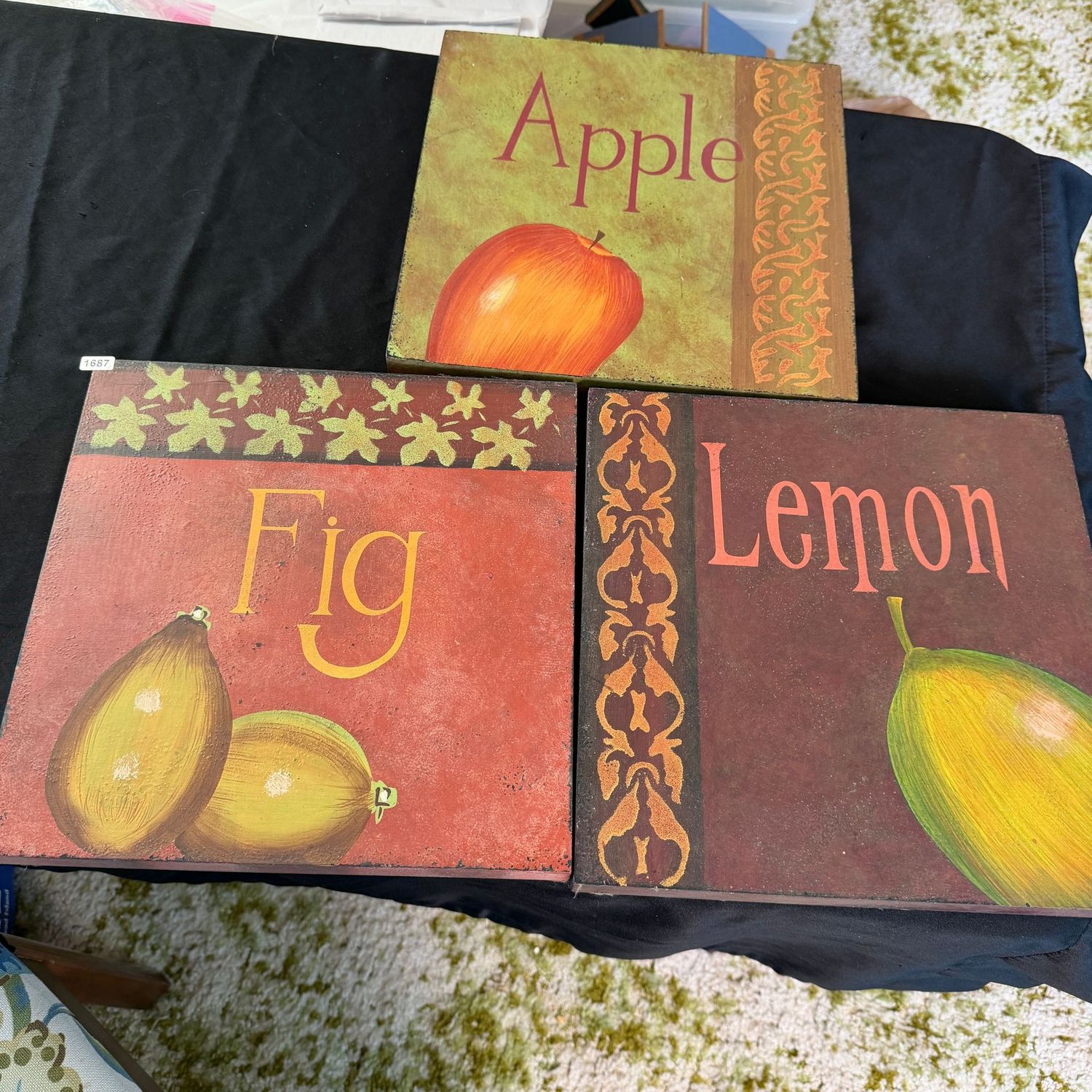 Southern Living at Home Apple, Fig, and Lemon hollow-core wood wall plaques, 12x12, S1687 Southern Living at Home Apple, Fig, and Lemon hollow-core wood wall plaques, 12x12, S1687