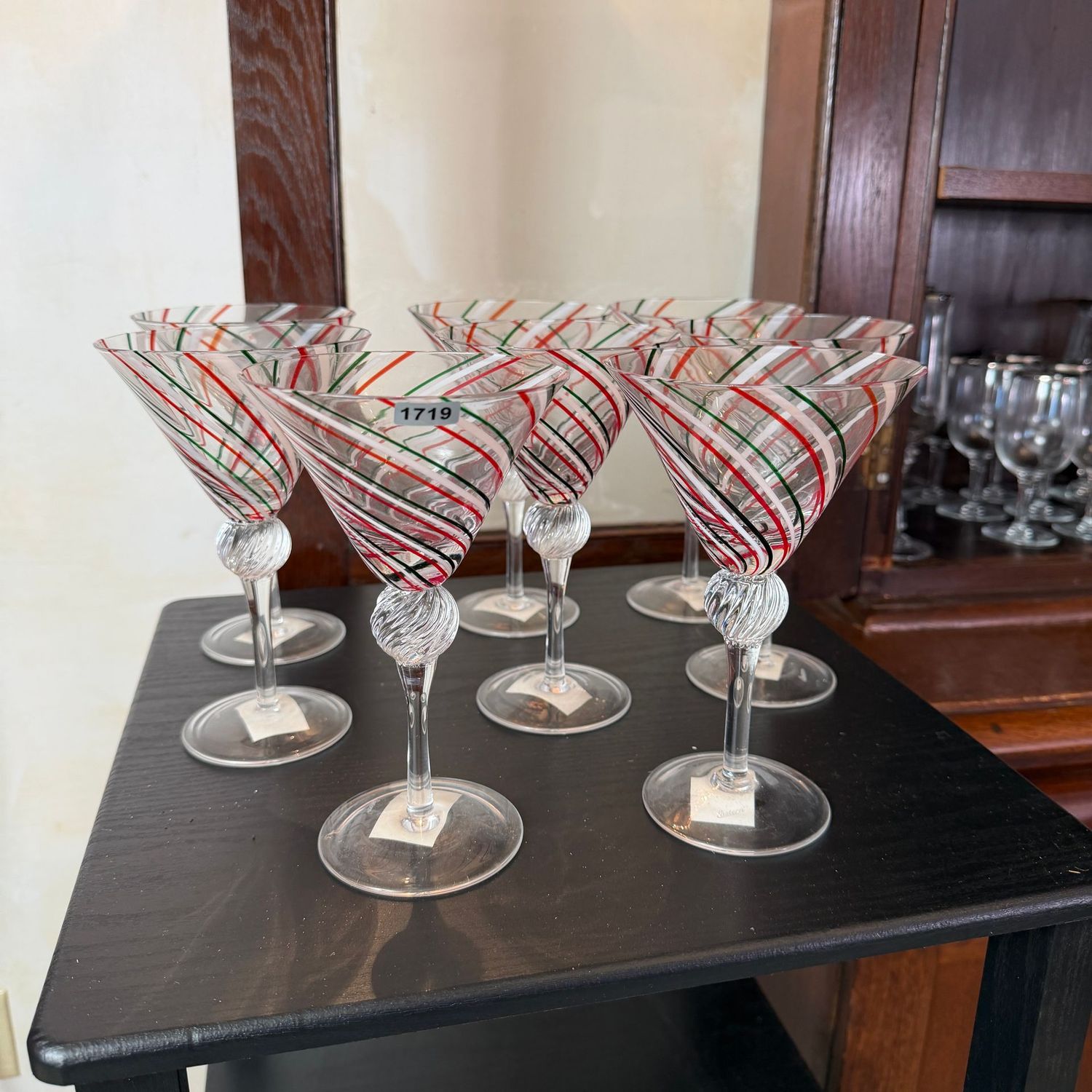 Eastern crystal hand-blown candy cane striped stemware, & Lenox Stemware Eastern crystal hand-blown candy cane striped stemware, & Lenox Stemware