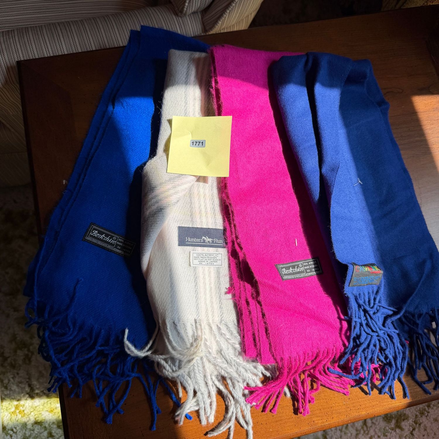 Group of 4 acrylic scarves, nice condition, S1771 Group of 4 acrylic scarves, nice condition, S1771