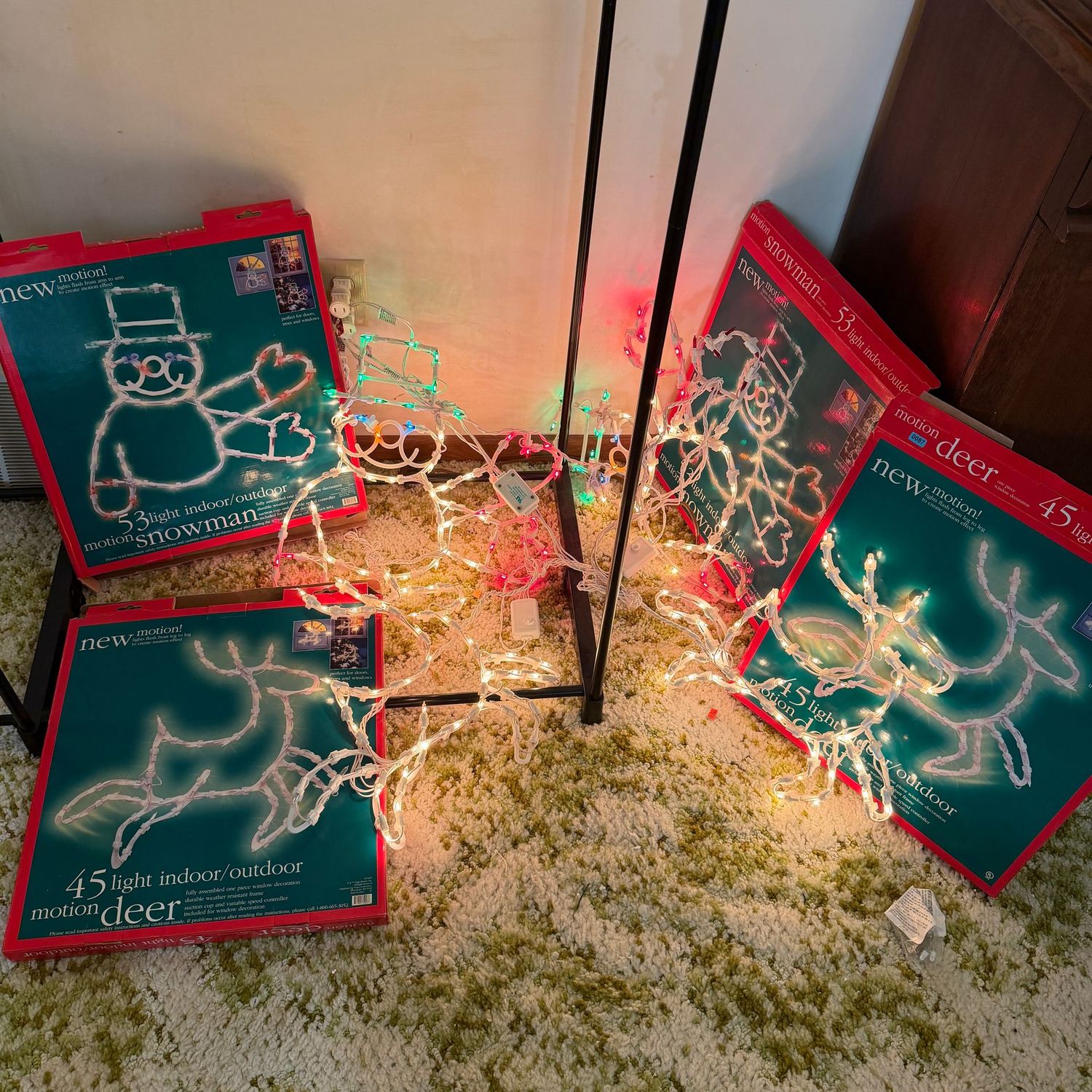 New Motion lighted snowmen and reindeer, unused, works on test, 14-15 New Motion lighted snowmen and reindeer, unused, works on test, 14-15"W, B0087