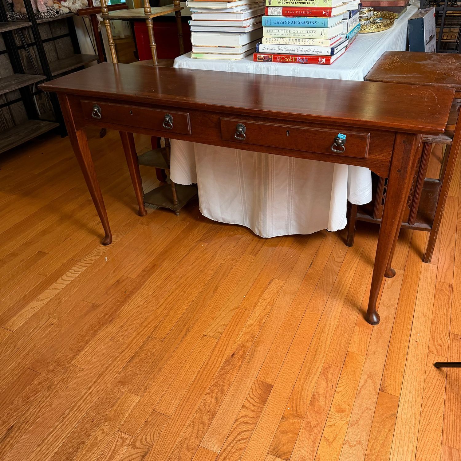 Hall/sofa table with 2 drawers, mild wear, minor scratches, 27 Hall/sofa table with 2 drawers, mild wear, minor scratches, 27"H x 53"L x 14"D, B0100