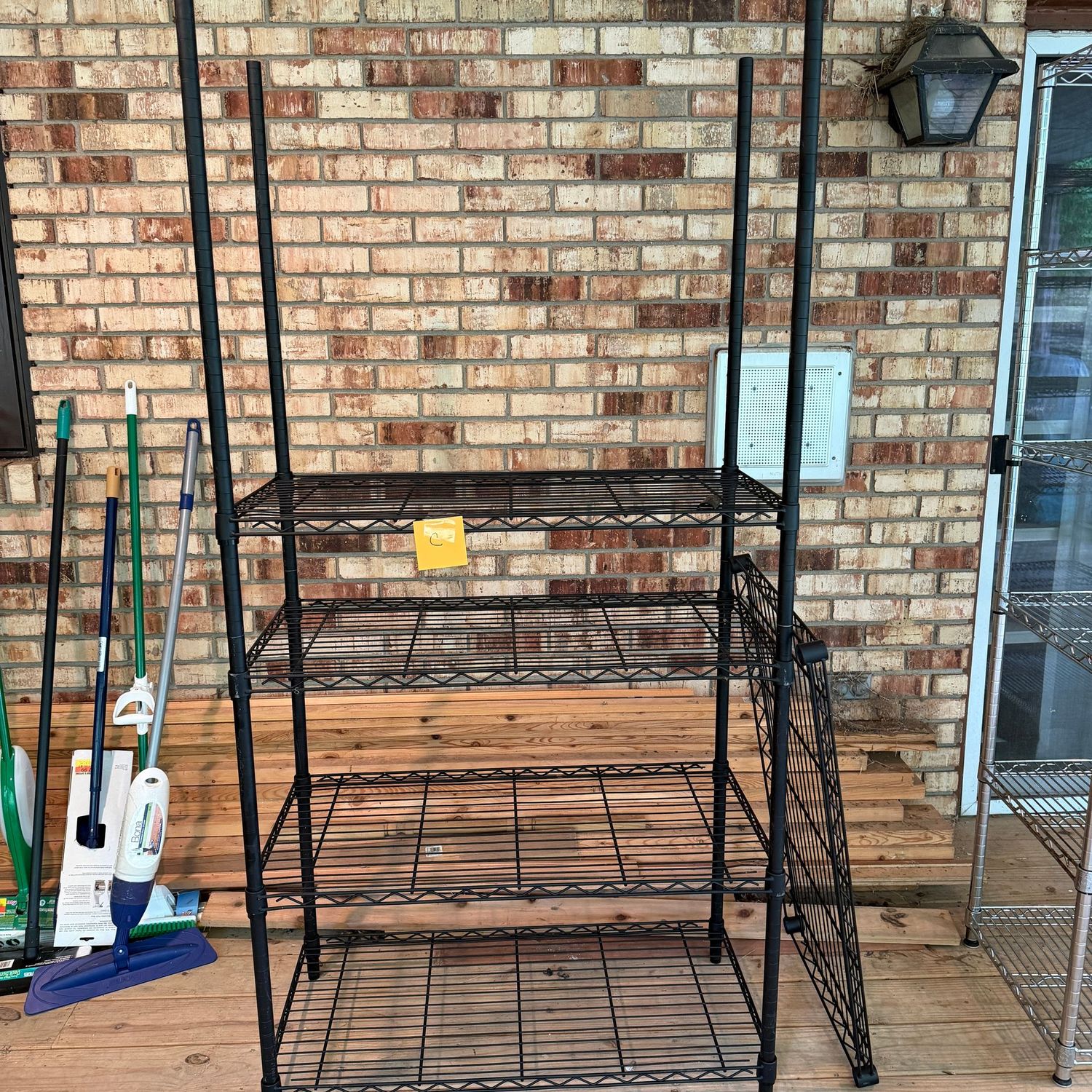 Wire Shelf C, heavy duty, 6ft tall, black finish, needs a few new plastic clips for the additional shelf, 18 Wire Shelf C, heavy duty, 6ft tall, black finish, needs a few new plastic clips for the additional shelf, 18" deep, 36"W