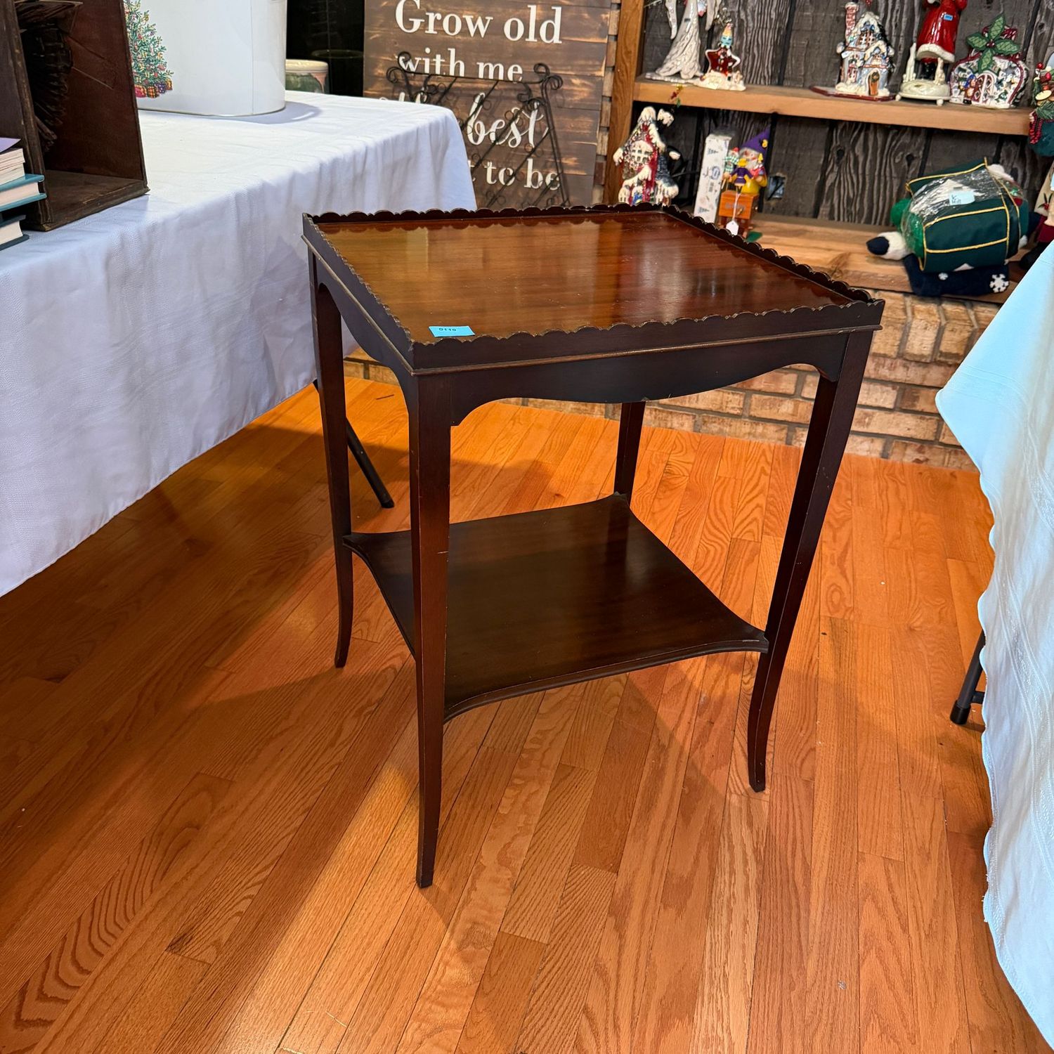Vintage Brandt mahogany occasional table, minor chip to one corner of the pie-crust edge, 27"H x 18"W x 20"D, B0119
