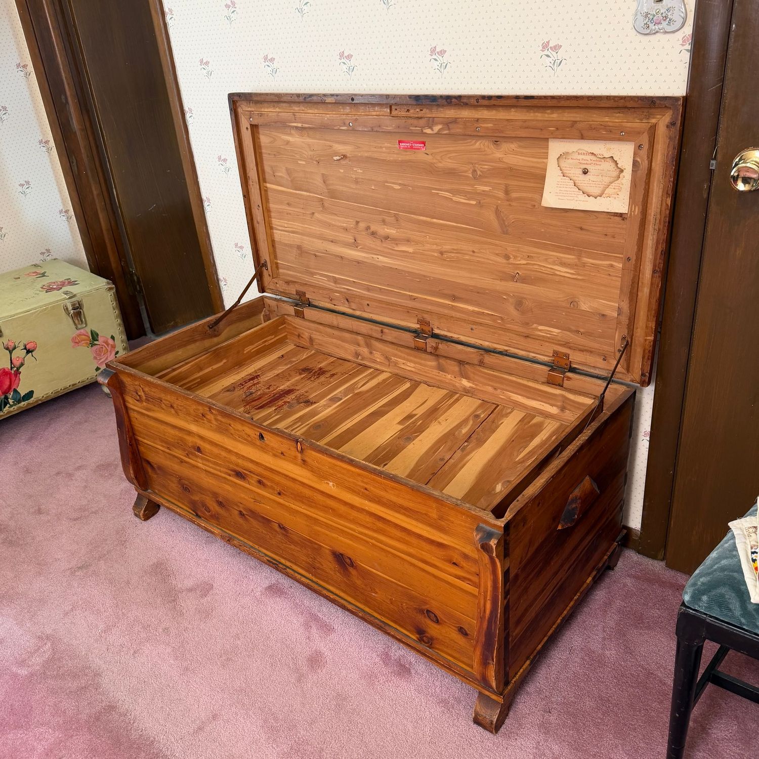 Large vintage Burrowes cedar chest, trunk, some wear, sturdy, (This item is upstairs) 19"H x 21"D x 46"L