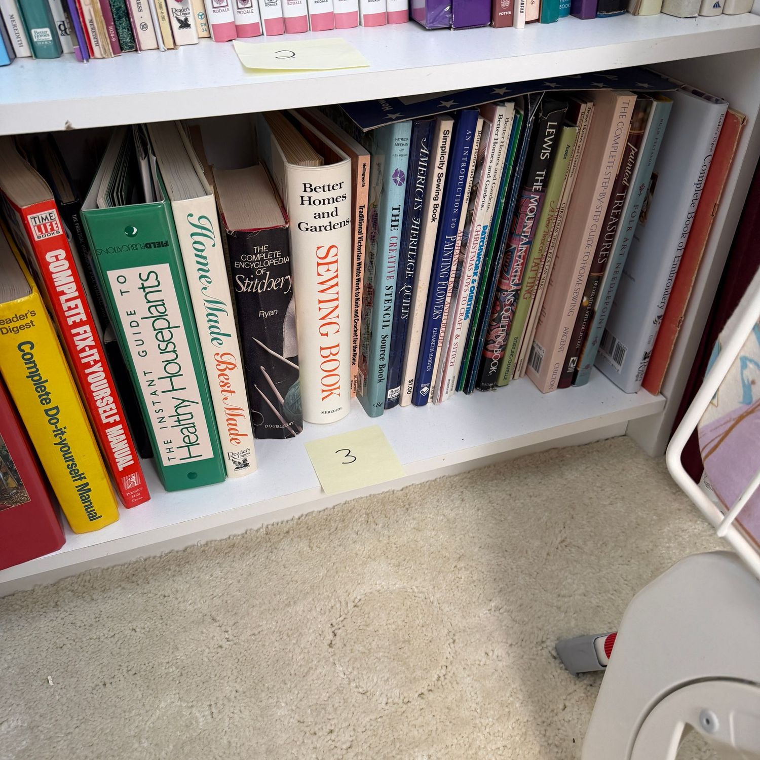 White bookshelf lot 3, home repair, sewing, painting White bookshelf lot 3, home repair, sewing, painting