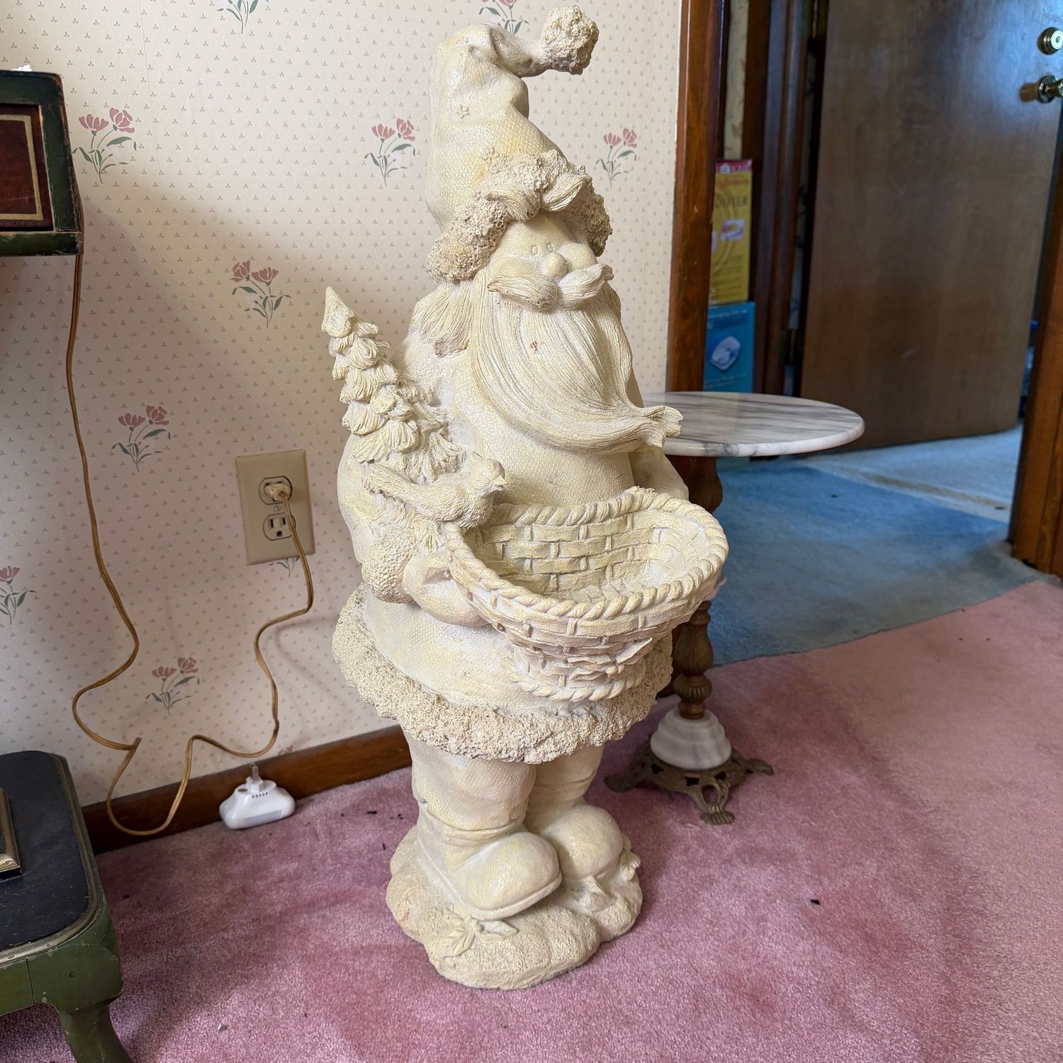Large resin Santa decoration, some sun fading, still has plenty of glitter, 30"H (This item is upstairs)