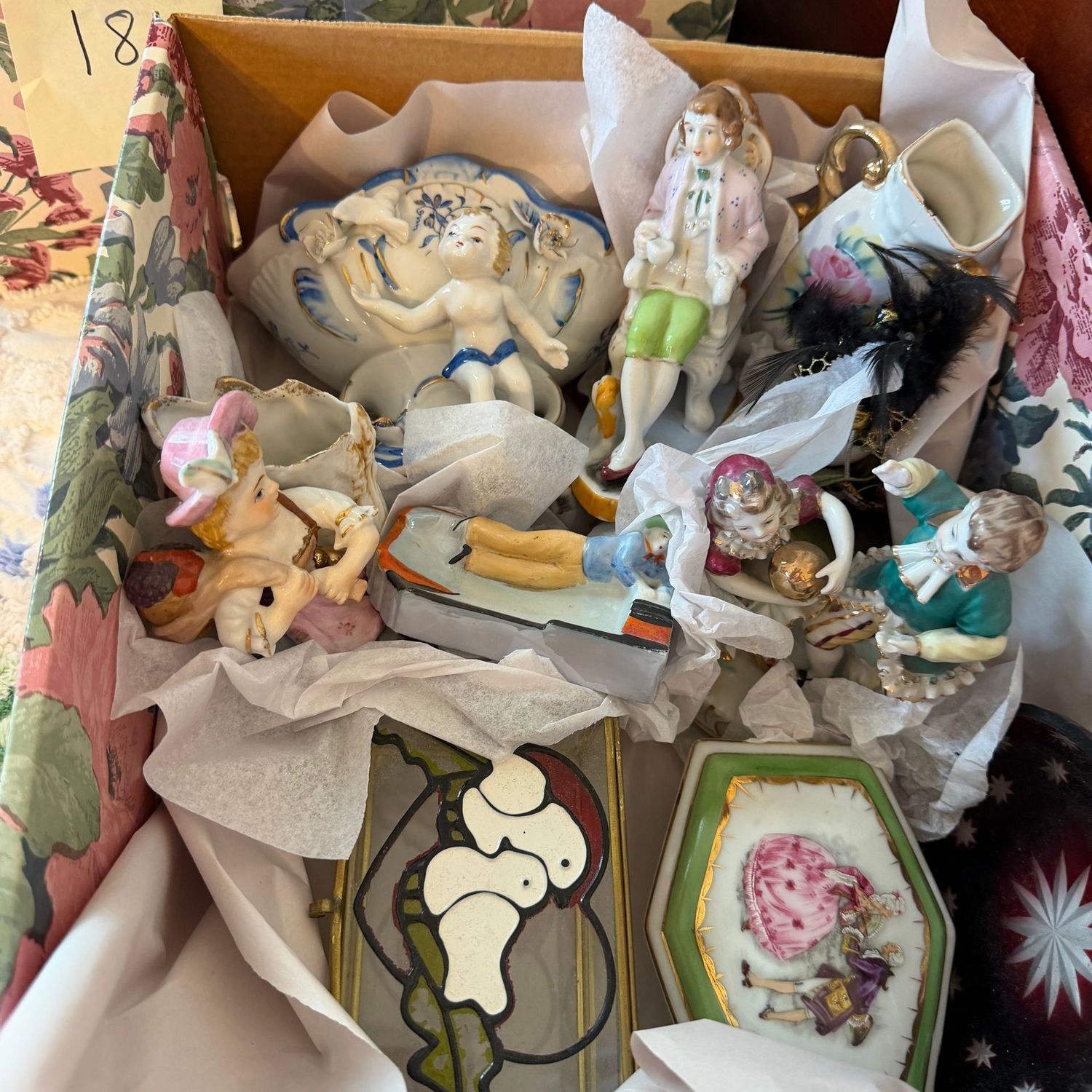Decorative Lot #19, box filled with vintage decor, trinket boxes, porcelain, 3-7 Decorative Lot #19, box filled with vintage decor, trinket boxes, porcelain, 3-7"