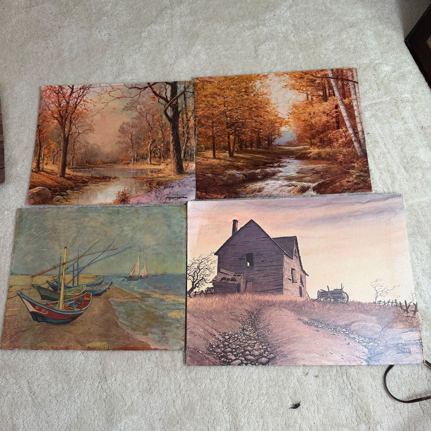 Vintage lithographs by Owles, Wood, VanGogh, largest is 23 Vintage lithographs by Owles, Wood, VanGogh, largest is 23" x 18"