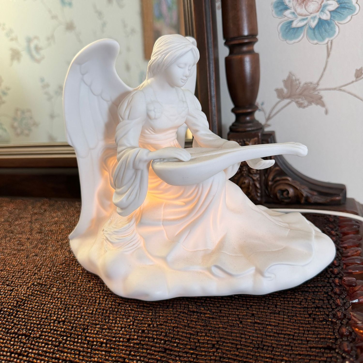 Porcelain angel night light, 8 Porcelain angel night light, 8"W