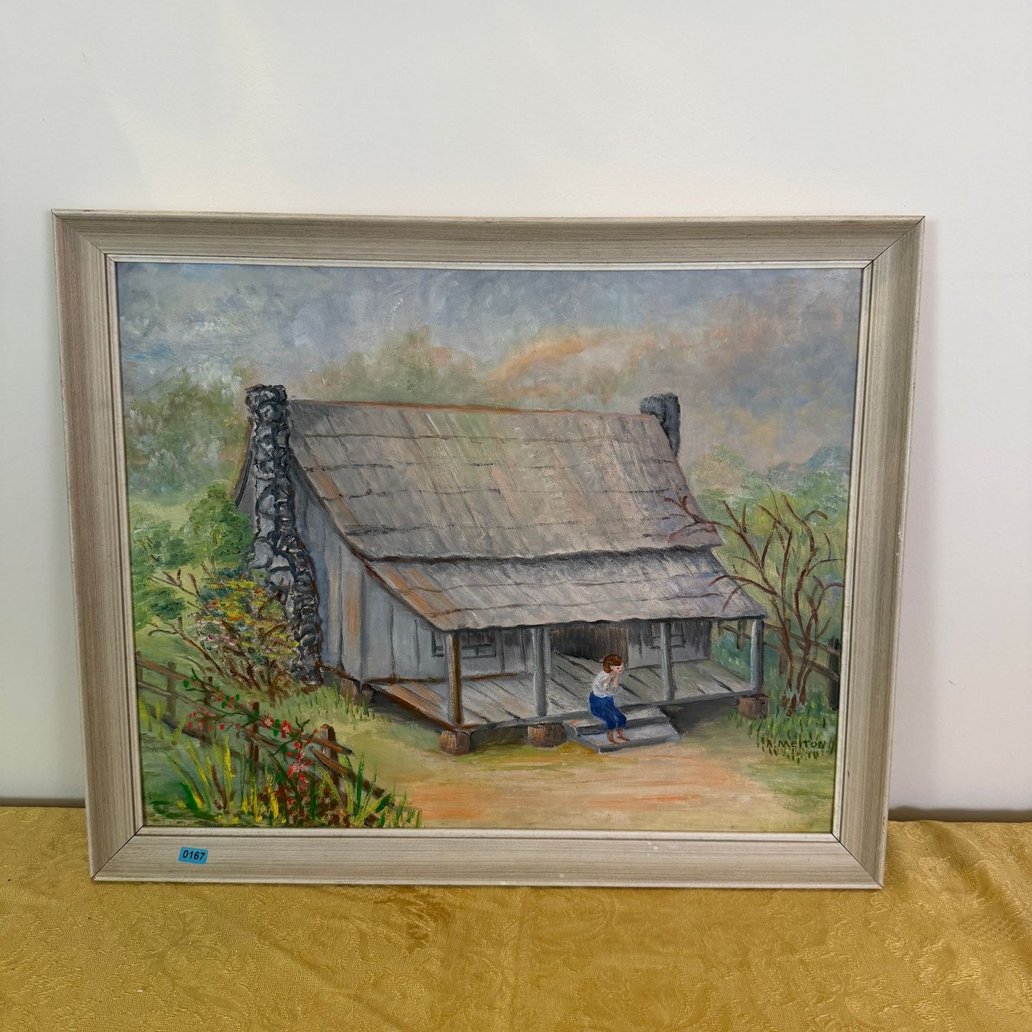 Original southern homestead landscape painting by Alberta Melton B0167, 18 Original southern homestead landscape painting by Alberta Melton B0167, 18" x 22"