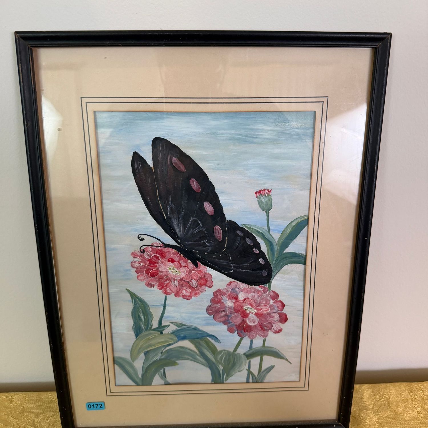 Butterfly painting, appears to be an original acrylic, unsigned, B0172, 17 Butterfly painting, appears to be an original acrylic, unsigned, B0172, 17" x 12"
