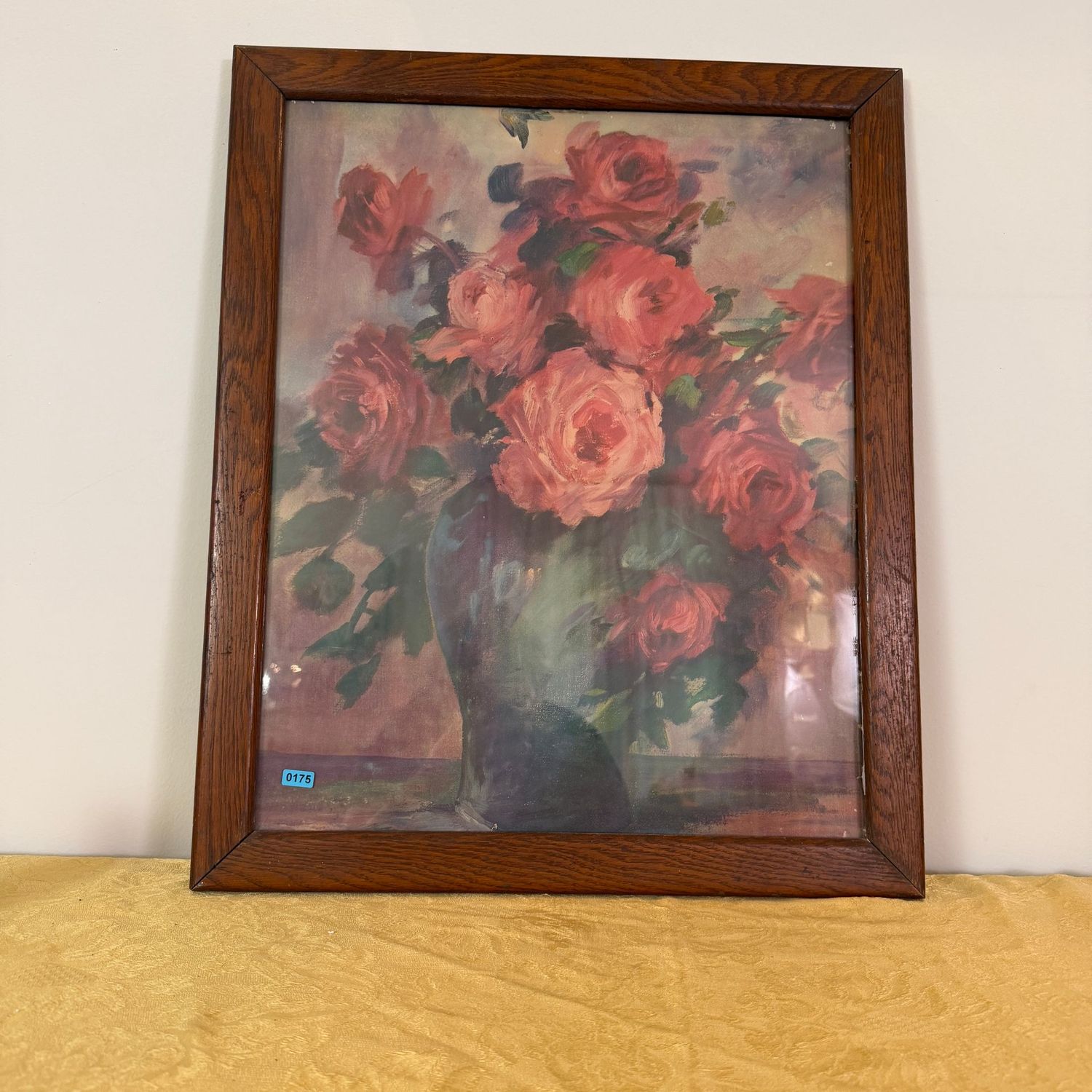 Vintage still life pink roses print, Laura Jacob-style, B0175, solid wood 22 Vintage still life pink roses print, Laura Jacob-style, B0175, solid wood 22" x 18" frame