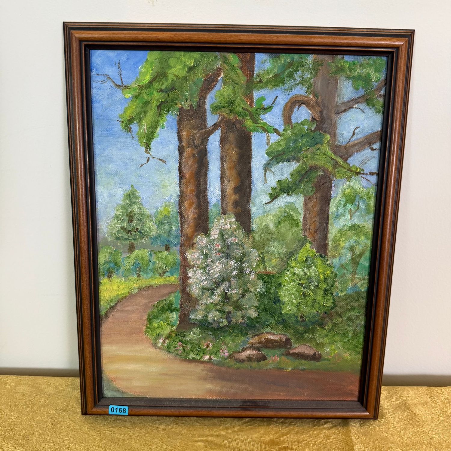 Original landscape painting by Alberta Melton, bend in the forest path, B0168, 15 Original landscape painting by Alberta Melton, bend in the forest path, B0168, 15" x 12"