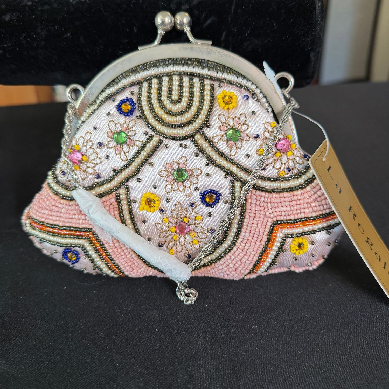 La Regale pale pink beaded evening bag purse, 4 La Regale pale pink beaded evening bag purse, 4", B0195