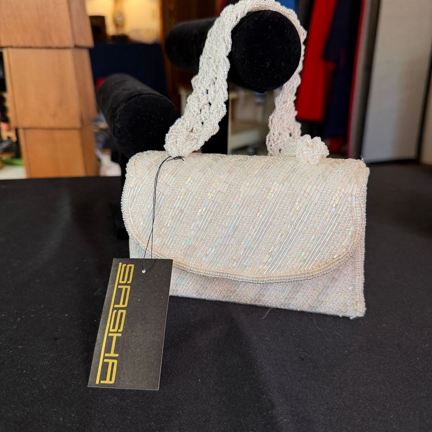 Ivory Sasha beaded evening bag purse B0207 Ivory Sasha beaded evening bag purse B0207