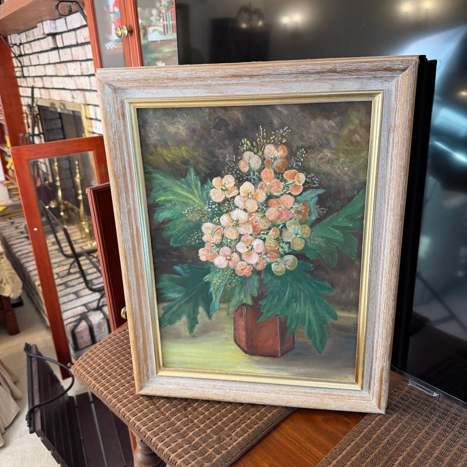 Original still life painting by Alberta Melton, apricot flowers surrounded by oak leaves, 19 Original still life painting by Alberta Melton, apricot flowers surrounded by oak leaves, 19" x 15"