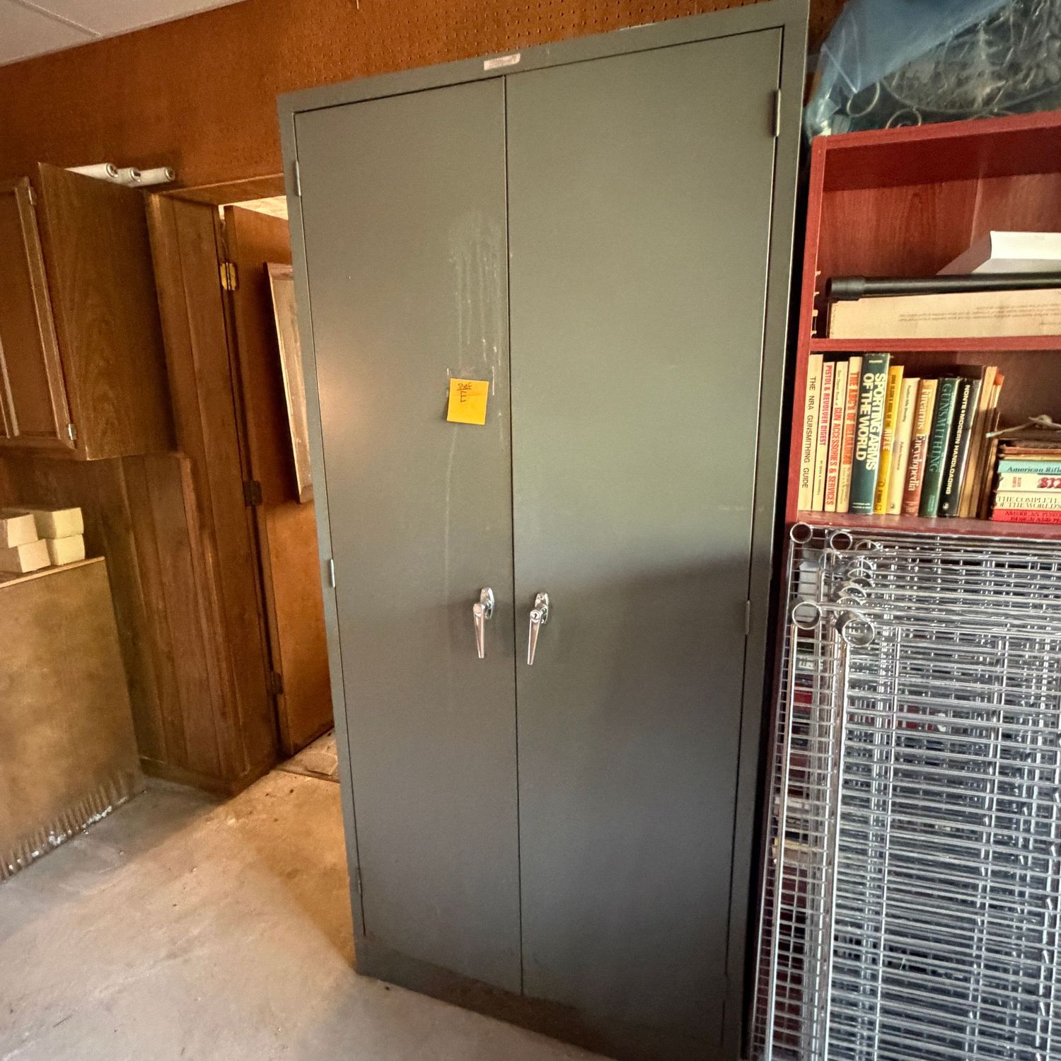 Two-door grey Stancraft industrial metal storage cabinet (E) overall in good condition with a few spots of oxidation, 18 Two-door grey Stancraft industrial metal storage cabinet (E) overall in good condition with a few spots of oxidation, 18"D x 36"W x 7ft tall