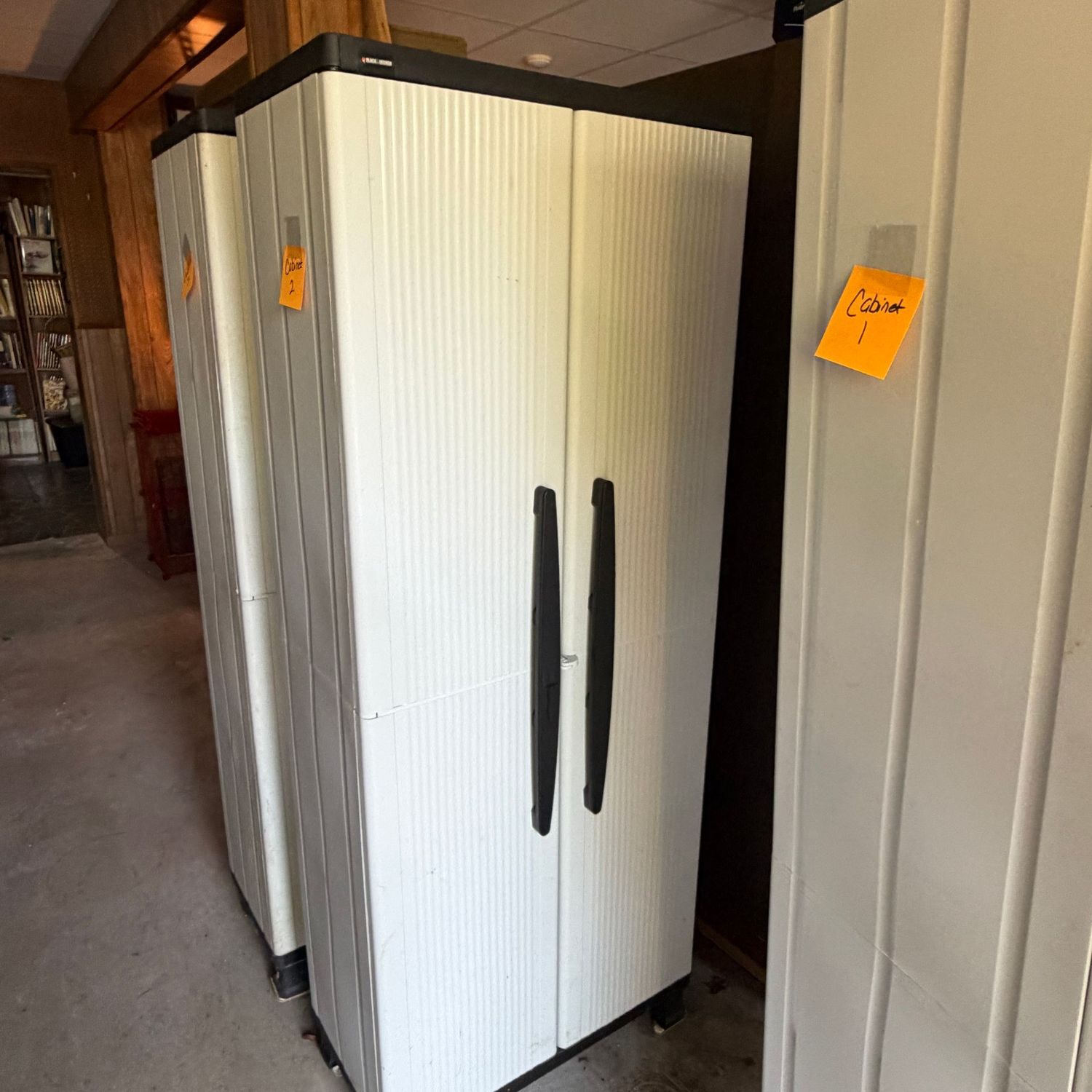 Cabinet #2, Black and Decker plastic, some wear, 5'8 Cabinet #2, Black and Decker plastic, some wear, 5'8"H x 14"D x 26"W